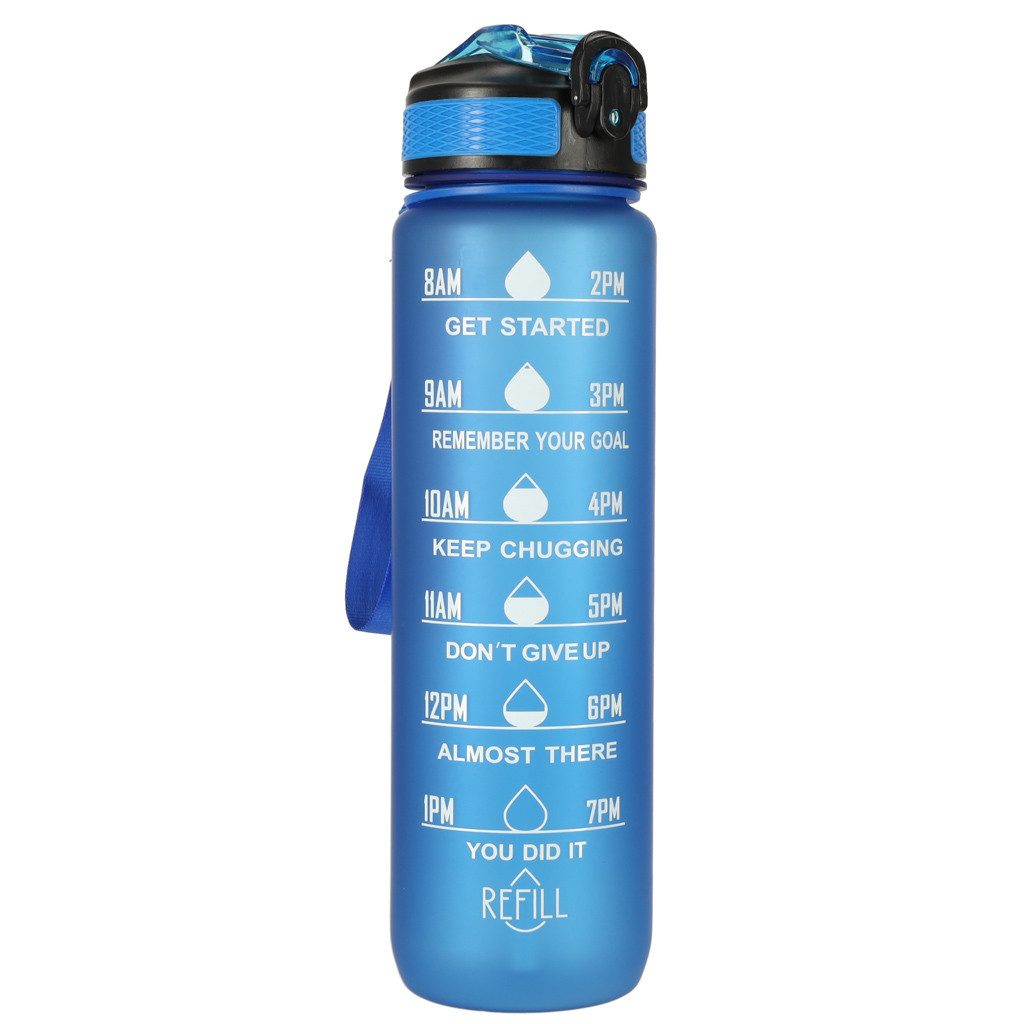 Trinkflasche Motivations-Wasserflasche 1L – Tritan, BPA-frei, mit Strohhalm
