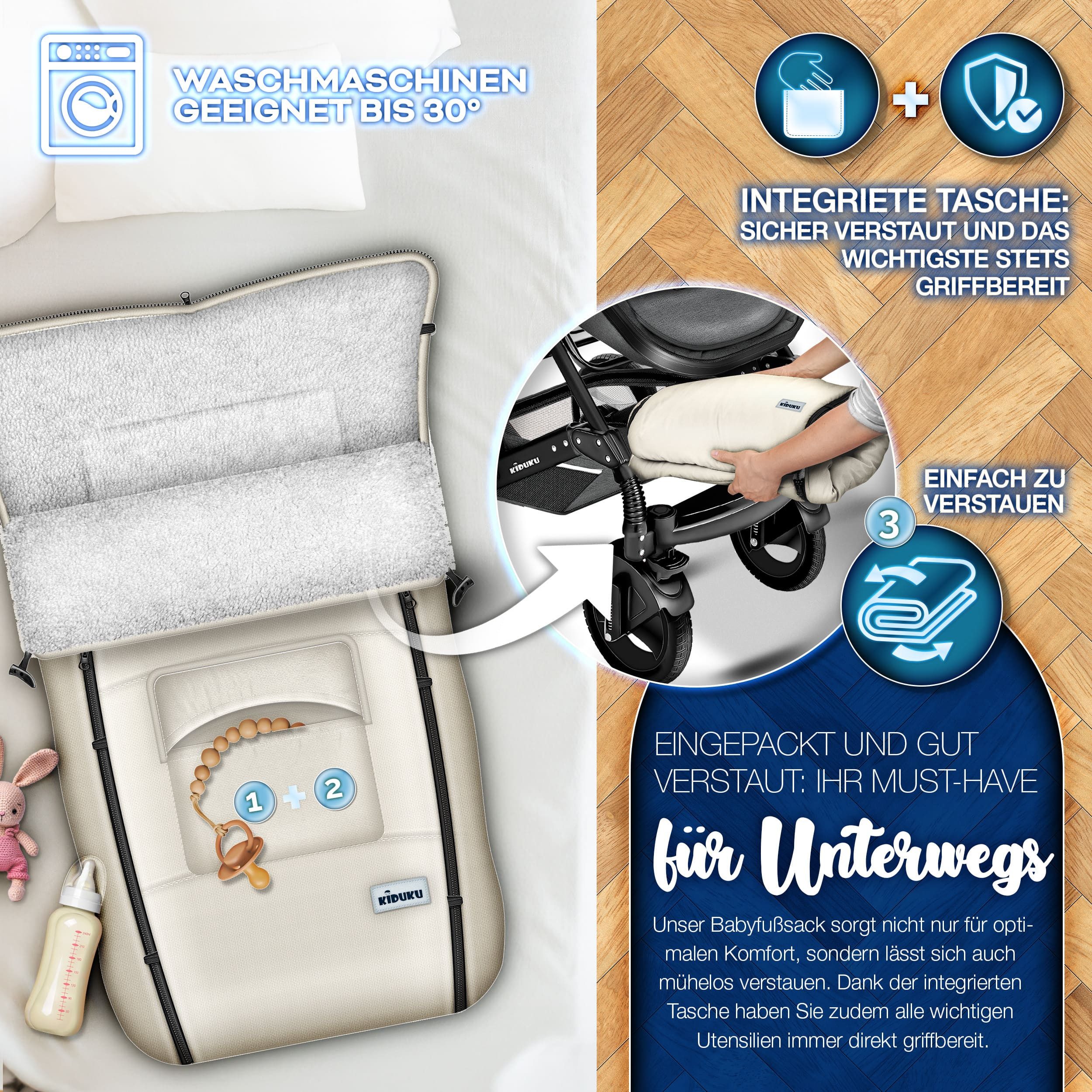 KIDUKU Fußsack KIDUKU® Babyfußsack Baby Winterfußsack Kinderfußsack Fußsack Winter, Tasche – Bild 4 von 5