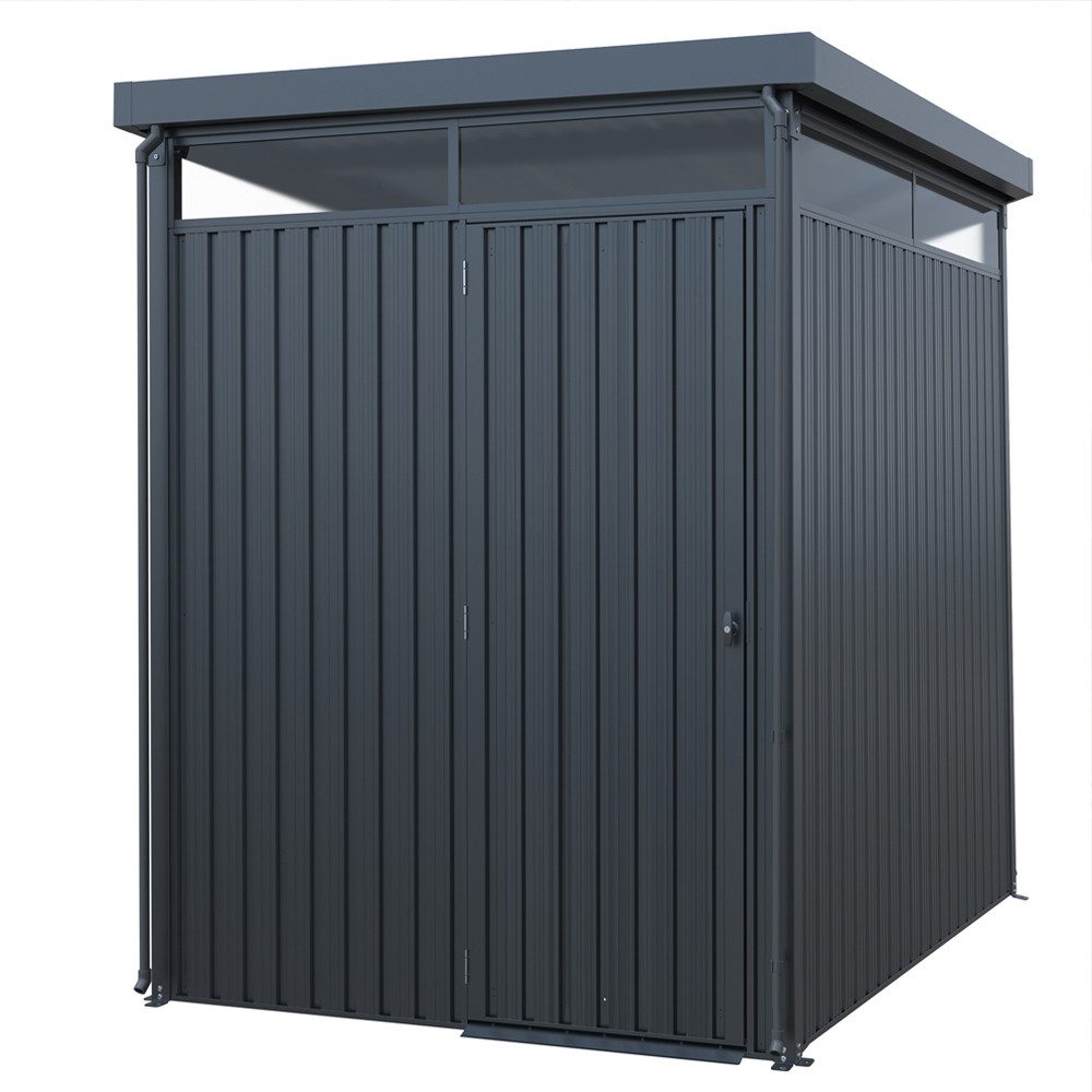 HOME DELUXE Gerätehaus LEVANTO, BxT: 204x245 cm, (mit Metallfundament), inkl. Metallfundament, 5 m², Geräteschuppen aus Edelstahl