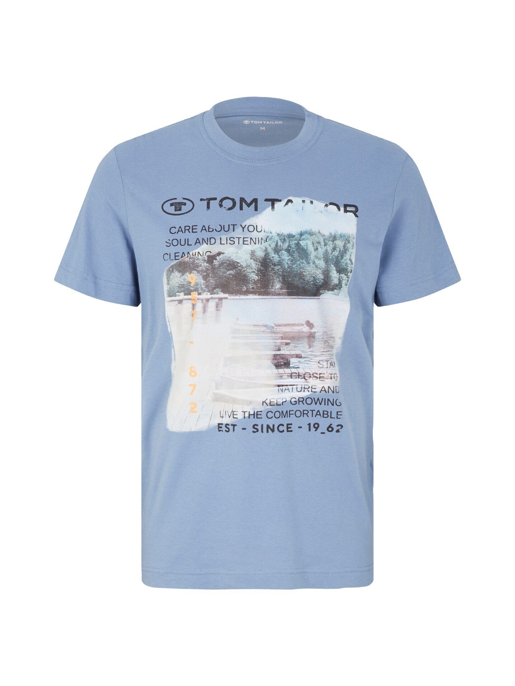 TOM TAILOR T-Shirt mit Fotoprint Blue T-Shirt Mid Greyish