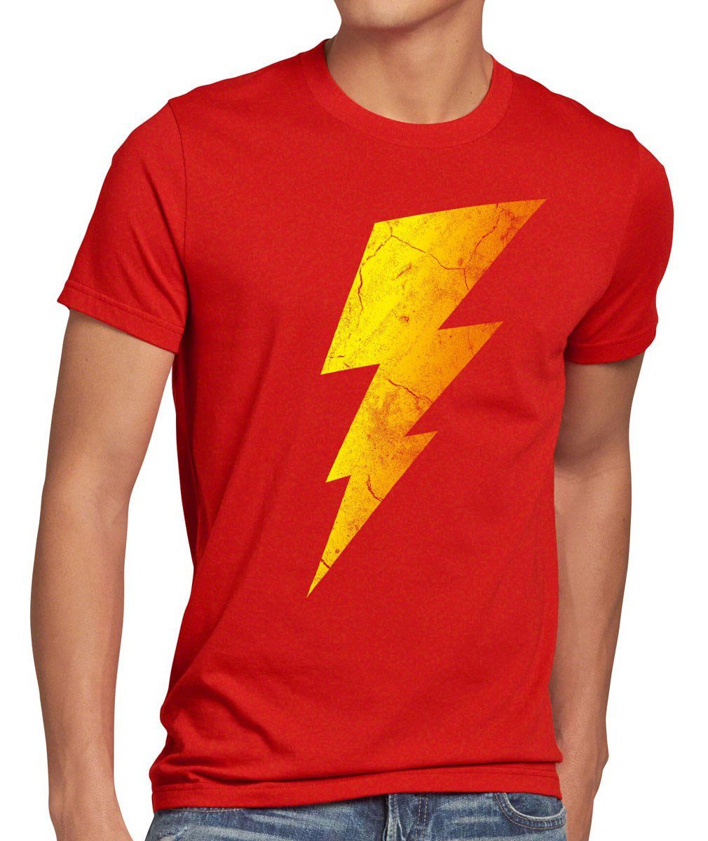 style3 Print-Shirt Herren T-Shirt Sheldon Lightning Bolt Blitz flash bang Comic cooper big theory rot