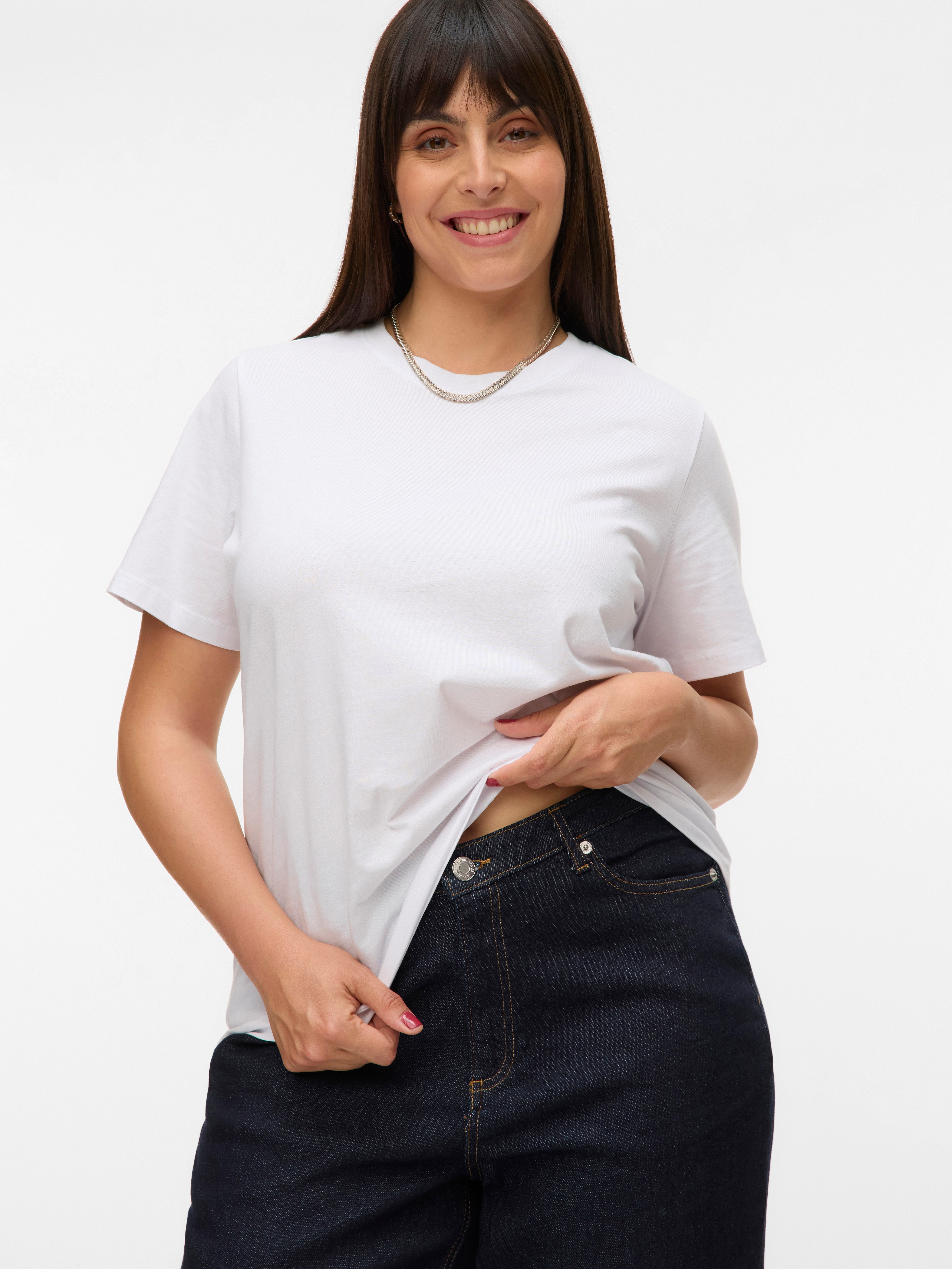 Vero Moda Curve Kurzarmshirt VMPAULINA SS T-SHIRT GA JRS NOOS CUR Baumwolle günstig online kaufen