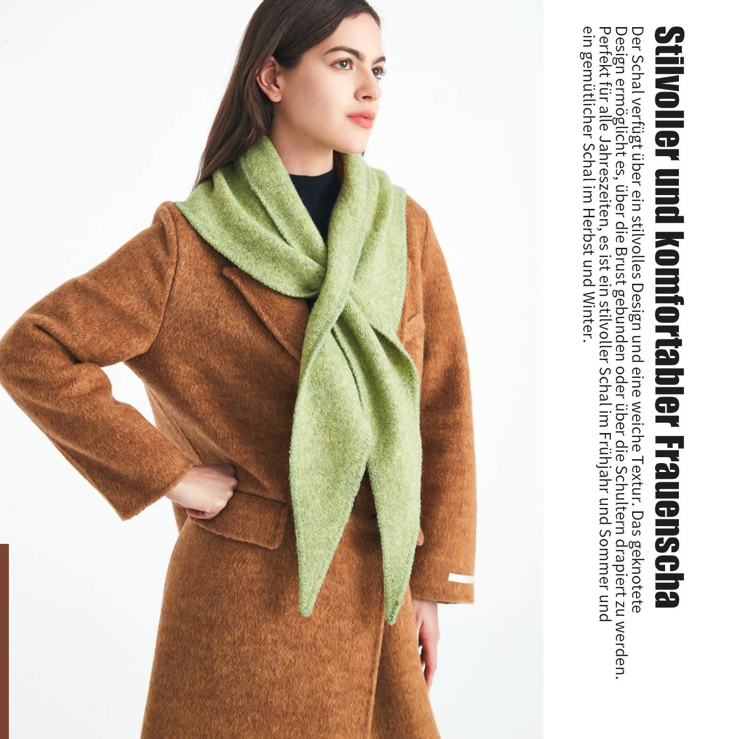 Refttenw Dreieckstuch Damen Schal Bequem & Warm Kopftuch Umhang Klassisches Dreiecksschal, 5% Wolle, 95 x 95 x 160cm