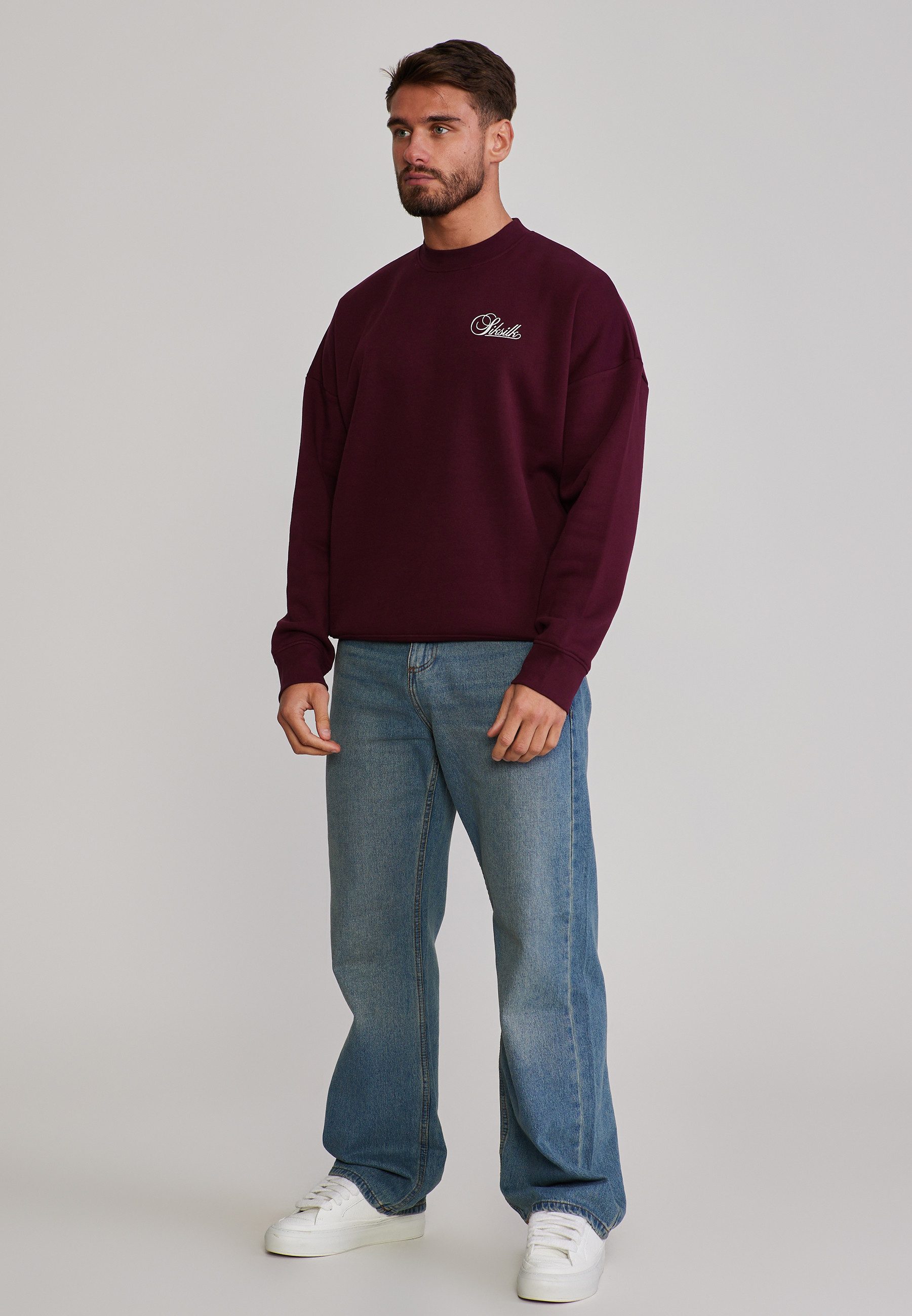 Sweatshirt SikSilk Herren Burgunderrot Essentials Sweater