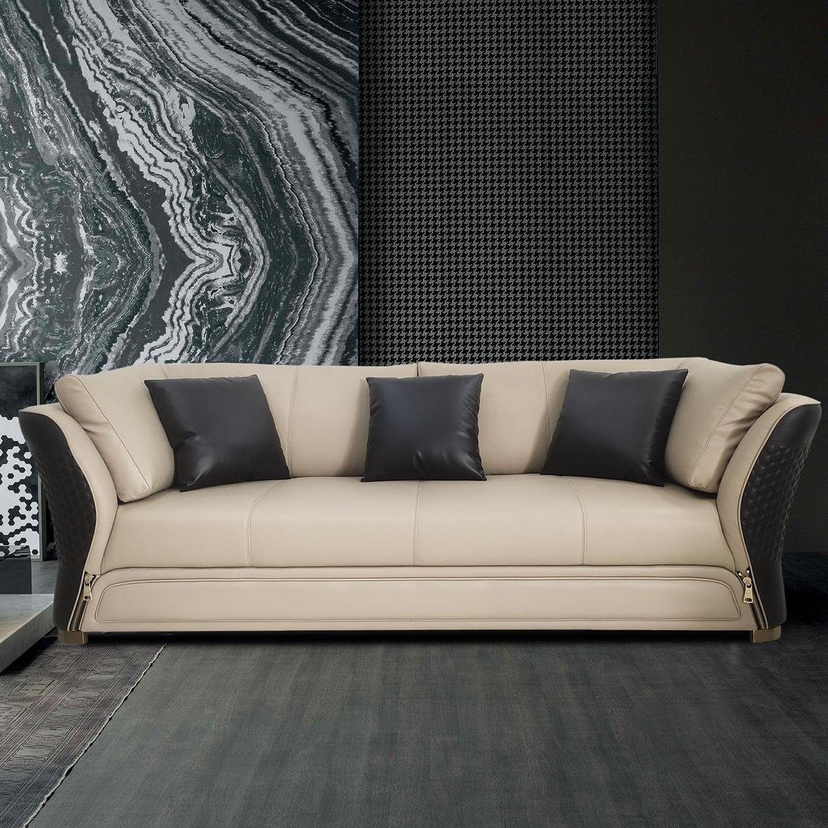 Dreisitzer 3-Sitzer, Möbel Design JVmoebel Sofa Zimmer Couch Weiß/Schwarz Sitz Sofas Polster