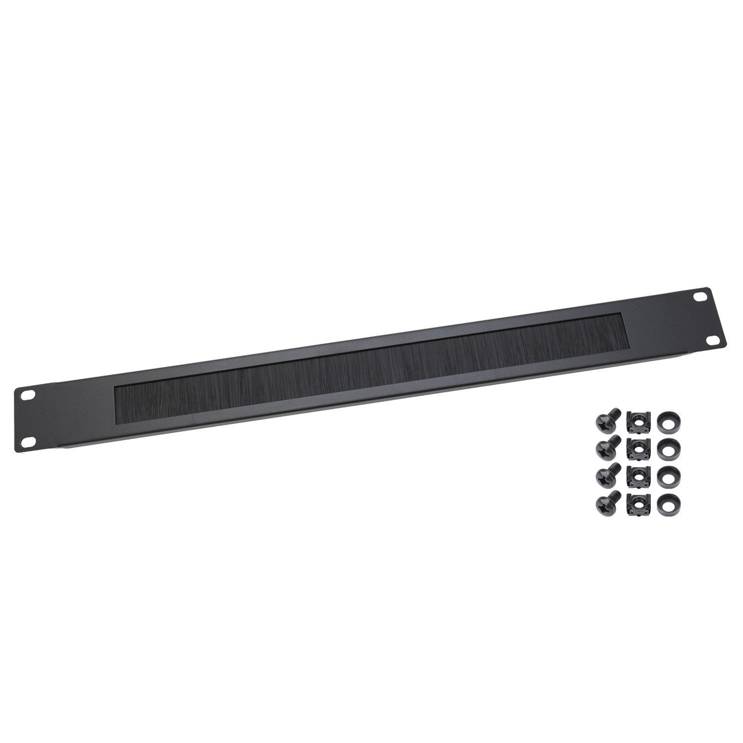 HMF Serverschrank 66489-02 Kabeldurchführung mit Bürsteneinsatz für Serverschrank, 19 Zoll, Schwarz