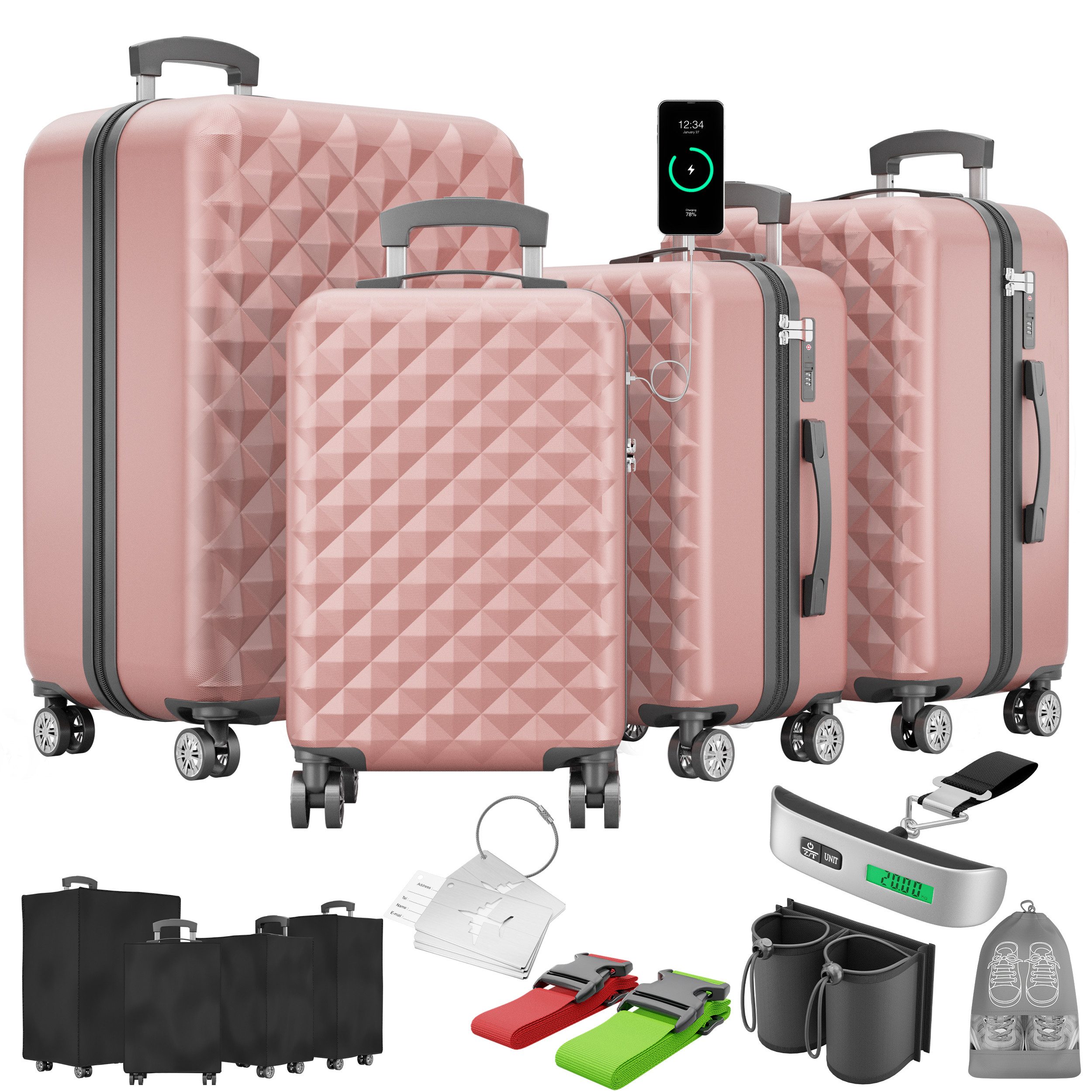Onbest Kofferset 4er Hartschalen Trolley PREMIUM günstig online kaufen