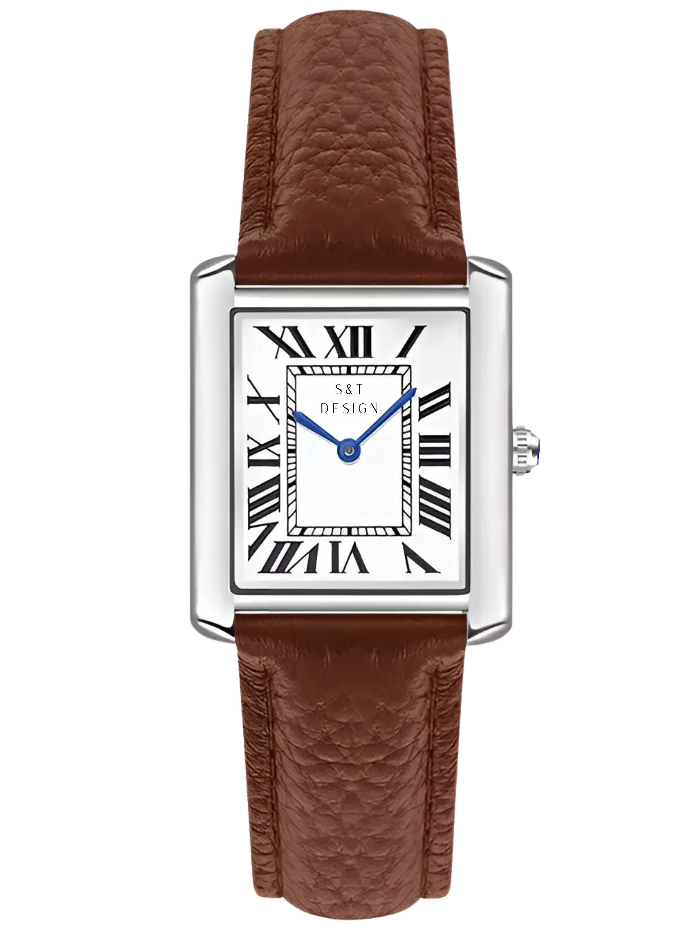 S&T Design Quarzuhr Vintage Paar Uhren Armbanduhr Damen Herren Rechteckige Uhr, (inkl. Geschenkbox, HOMME / FEMME), Elegant Römische Zahlen Minimalistisch