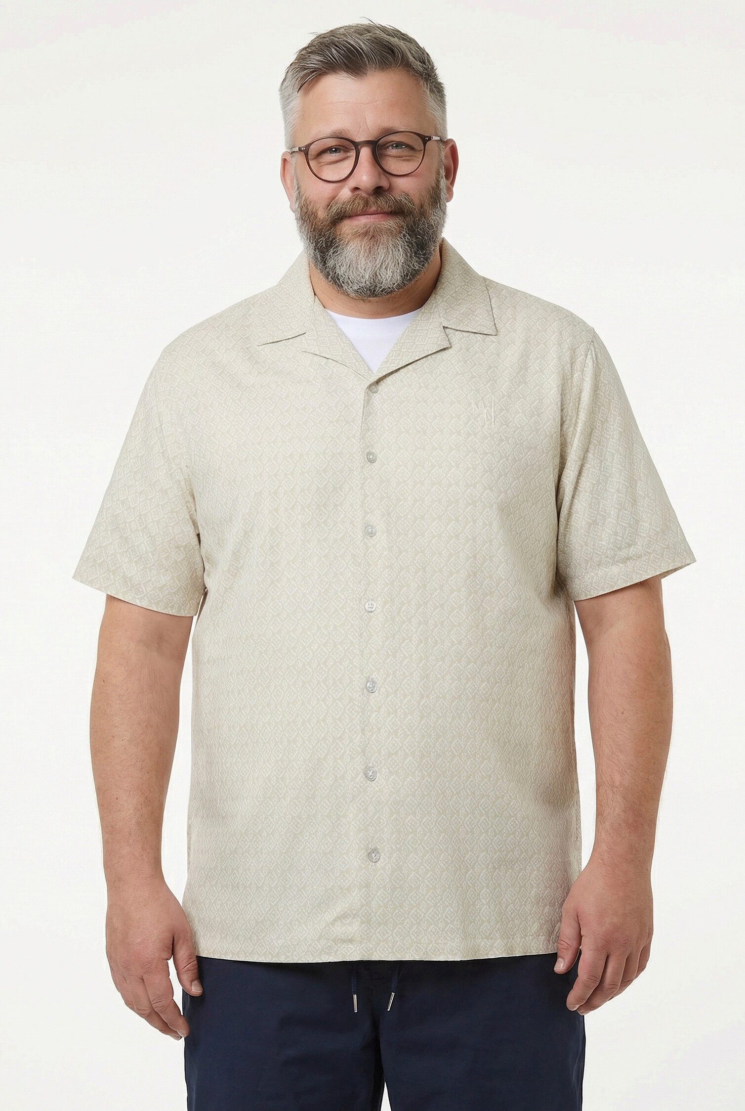 Kurzarmhemd Hemd Halbarm Minimalmuster Cubakragen Cuba Fit