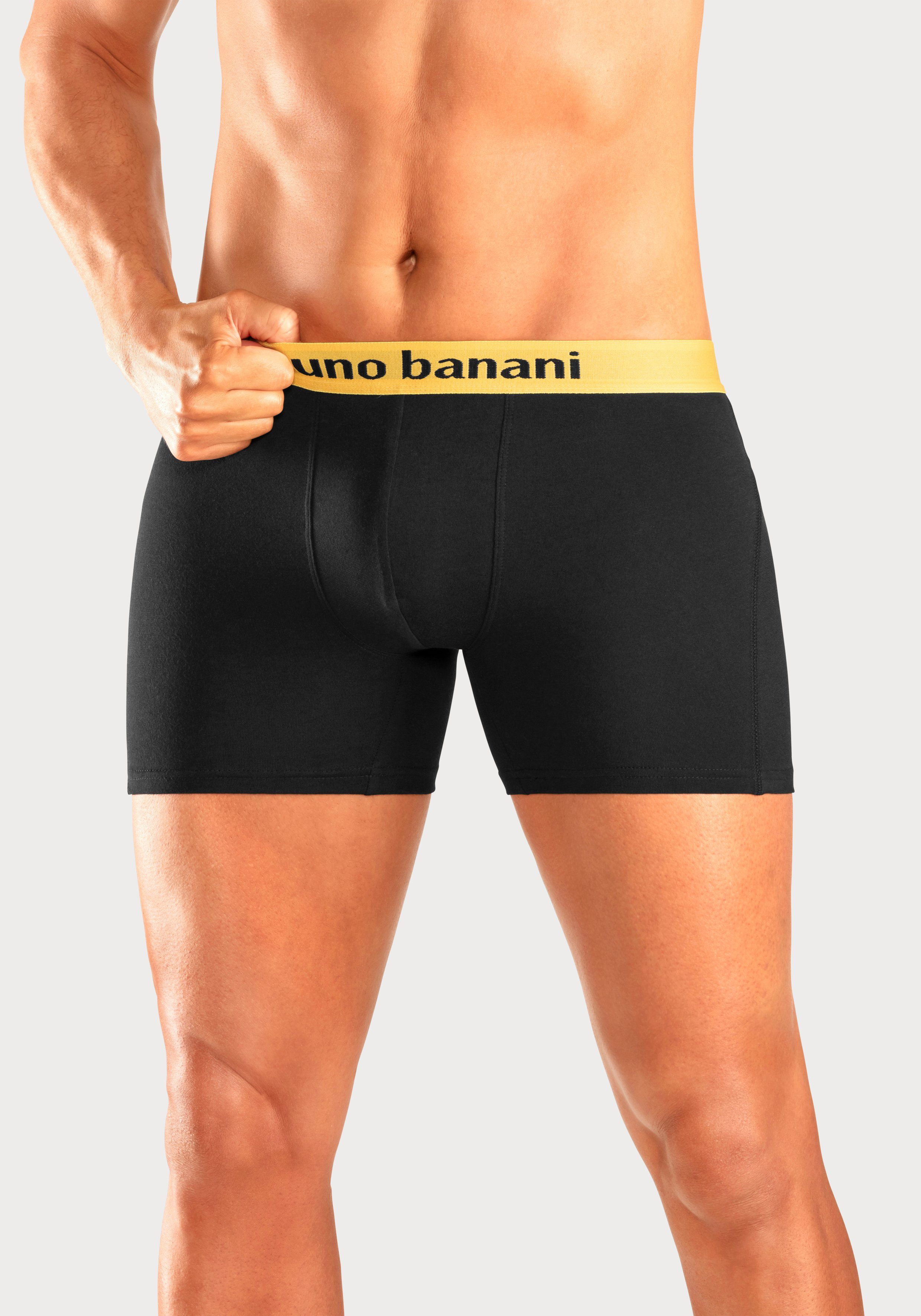 Boxer mit 4-St) (Packung, auffälligem Langer Banani Bruno Logobund