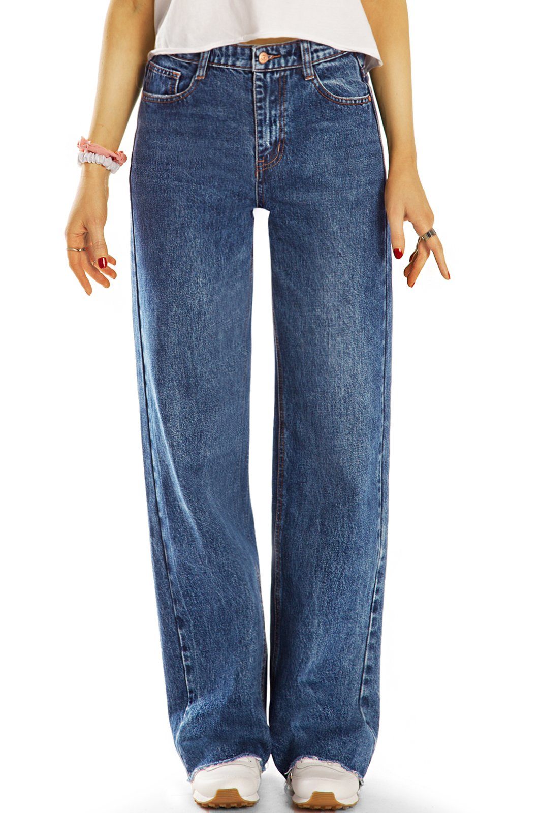 slouchy Hose j27g-3 Damen High Jeans be - Waist klassisch, 5-Pocket-Style Mom Jeans Slouchy - - styled modern