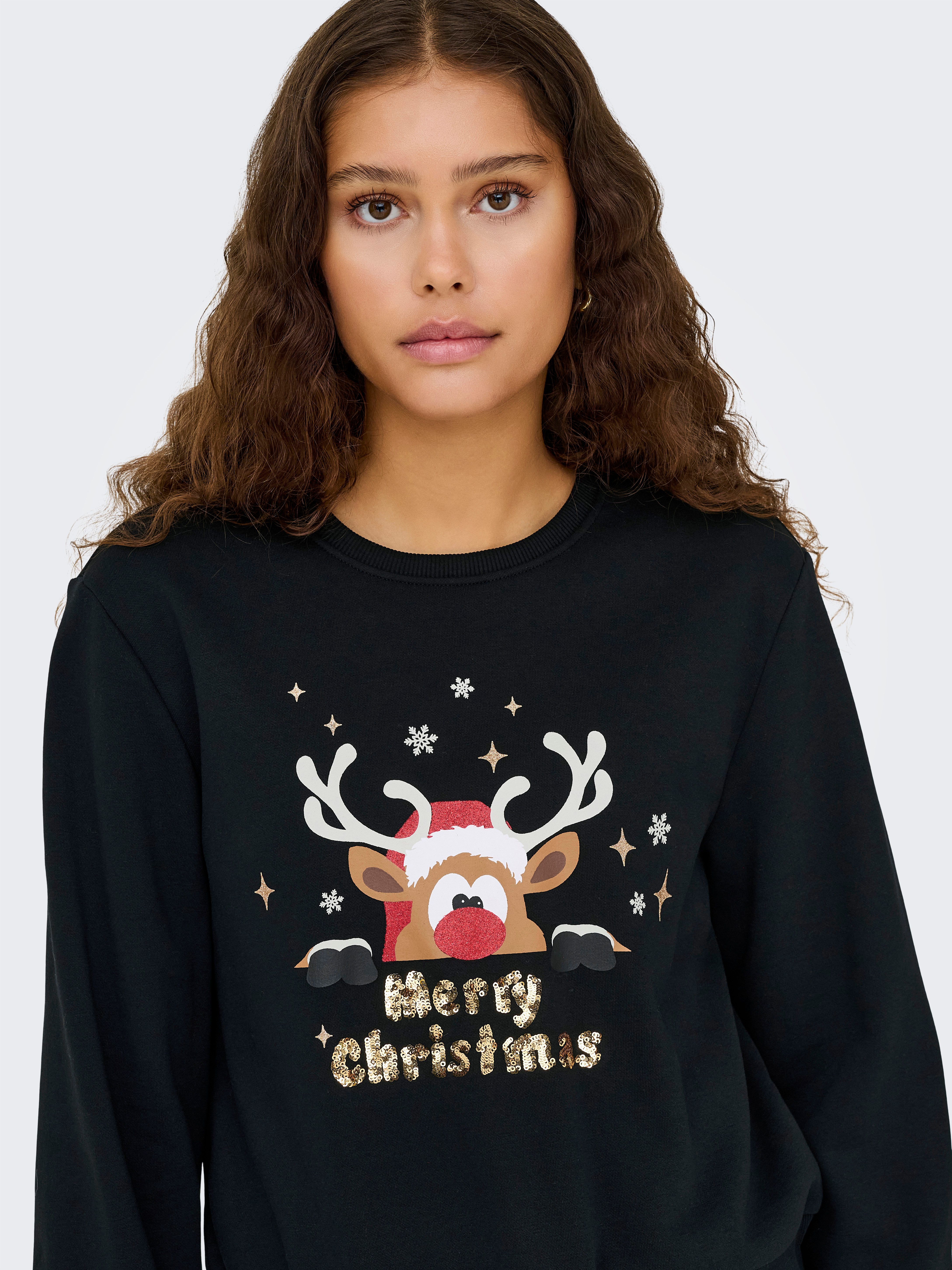 ONLY Weihnachtssweatshirt ONLYDA XMAS L/S O-NECK BOX SWT Baumwollmischung, regular fit