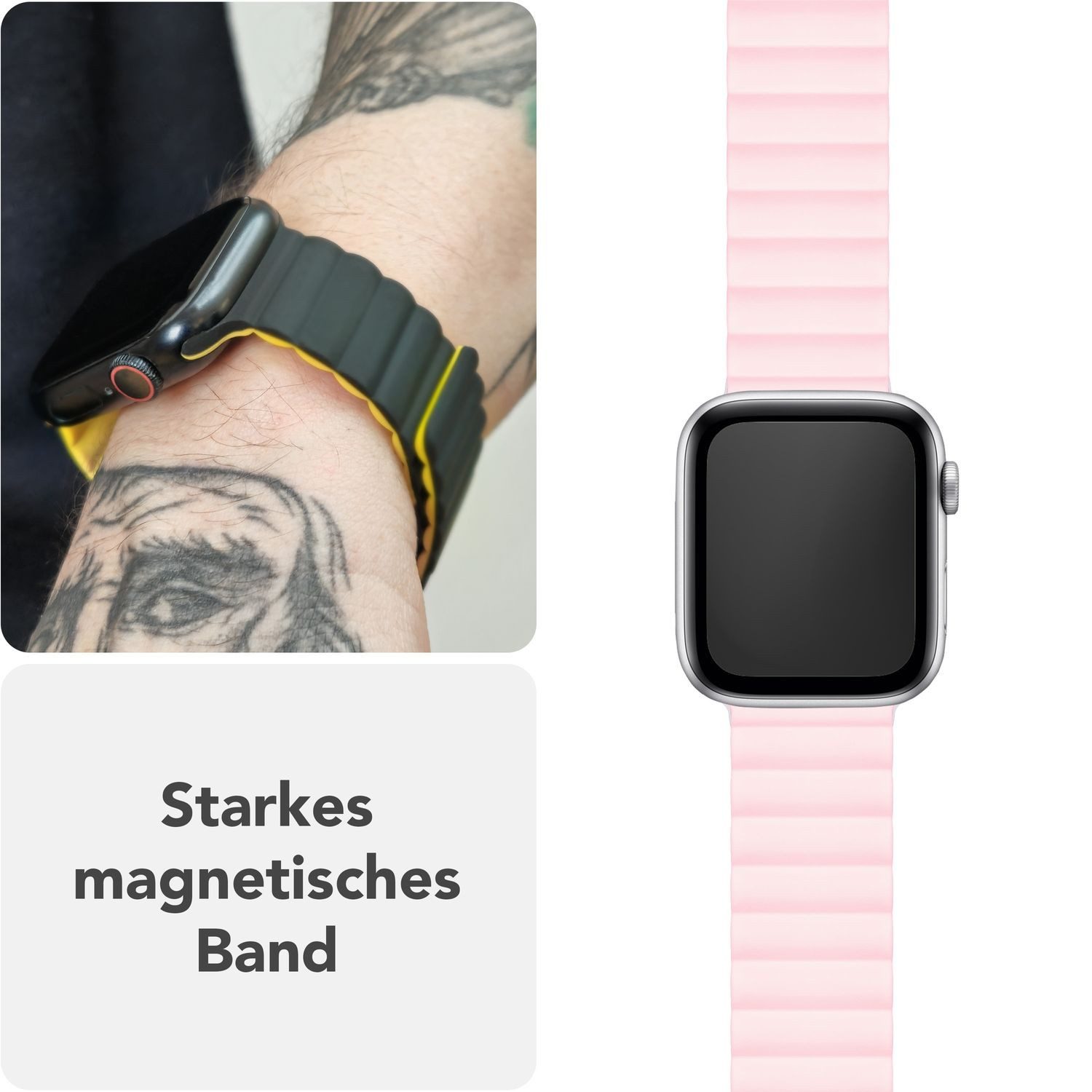 Nalia Smartwatch-Armband Apple Watch 38mm/40/41/42(Serie 10/11), Magnetisches Silikon Ersatzband / für Sport Fitness Uhr / Atmungsaktiv
