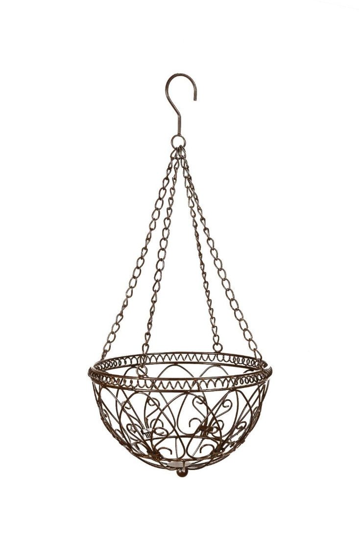 finehomegarden Blumenampel Hängeampel mit Kette Hängekorb Metallampel Blumenampel, Pflanzkorb Ø25cm H56cm Pflanzgefäß Garten / Paket