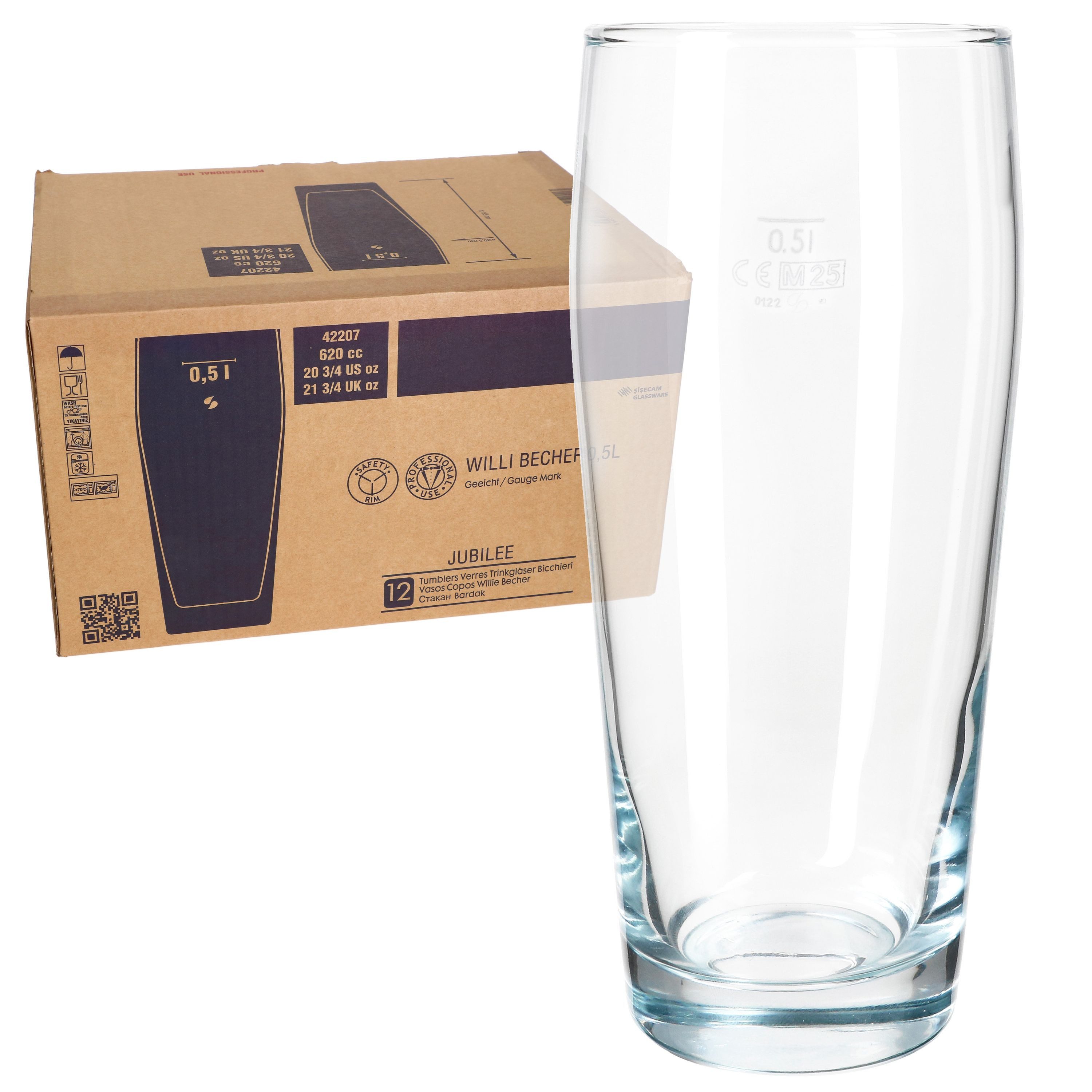 MamboCat Bierglas MamboCat 12er Set Willibecher 0,5 L geeicht Bierglas Trinkglas Drinks, Glas