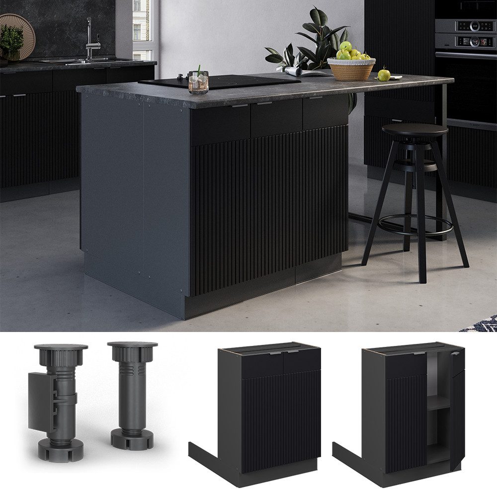 Vicco Unterschrank Fame-Line, Schwarz gestreift/Anthrazit, 60 günstig online kaufen