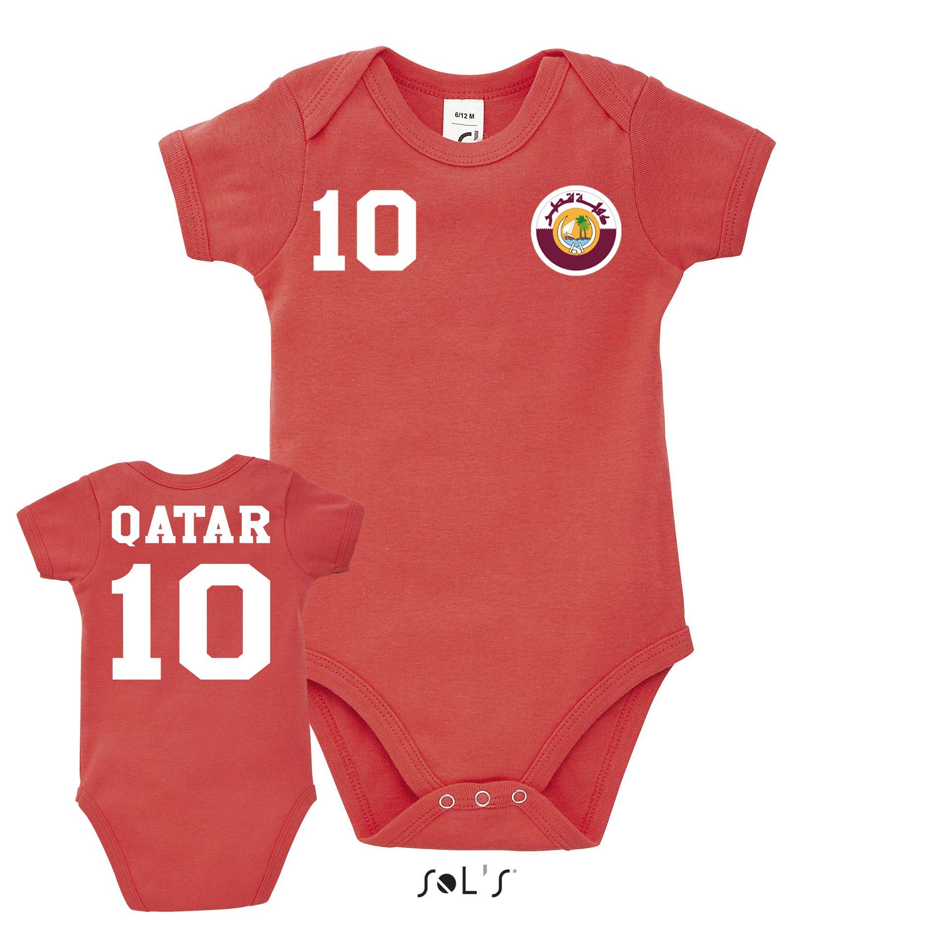 Baby Weltmeister Brownie Trikot Strampler Fußball Kinder Sport Qatar Katar & Blondie WM