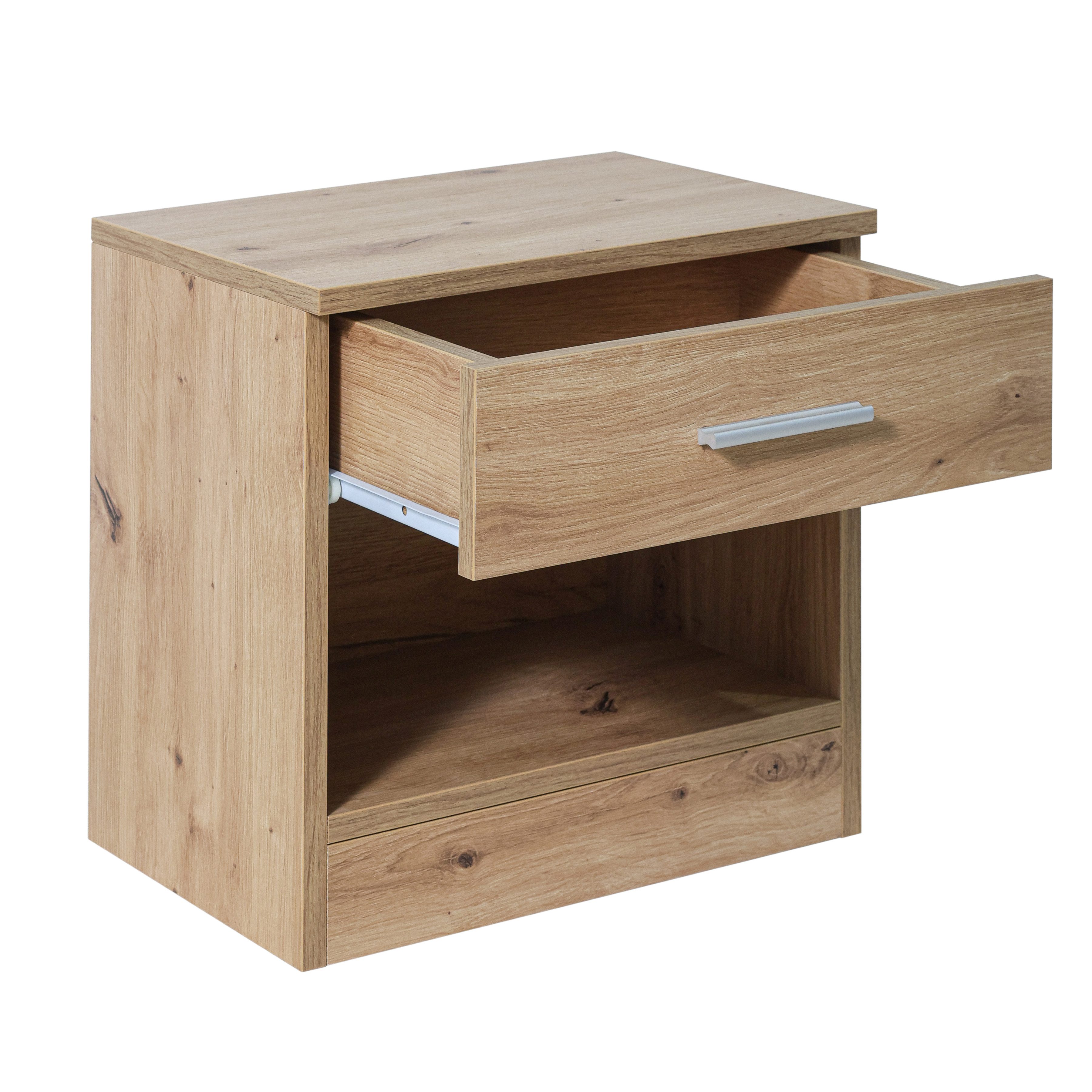 Krok Wood Nachttisch LORA Nachttisch aus Spanplatte, mit Schublade und offenem Fach – Bild 4 von 5