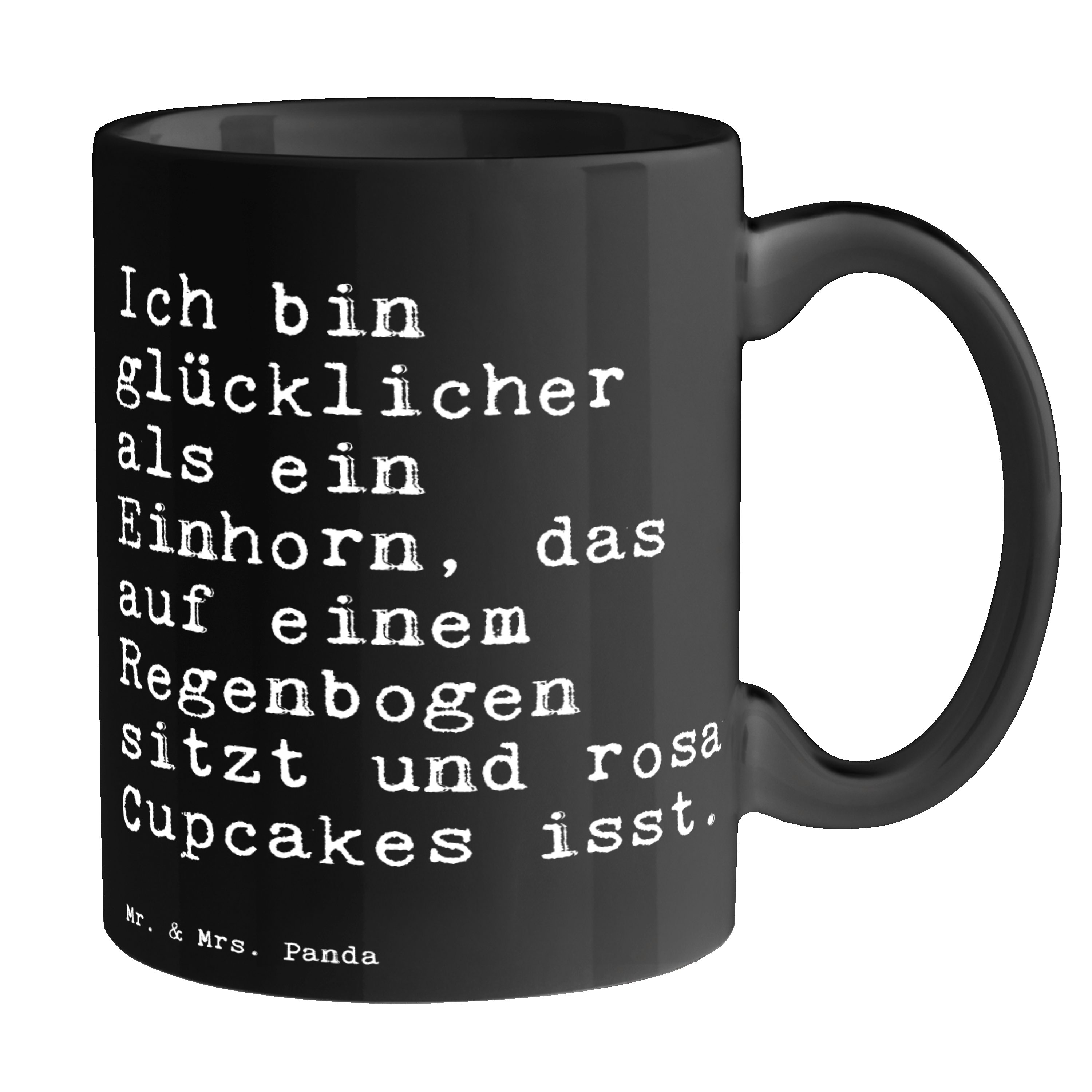 Mr. & Schwarz Schwarz Tee, glücklicher als... - Kaffee, Ich Mrs. bin Freunde, Panda Keramik Tasse Geschenk, 