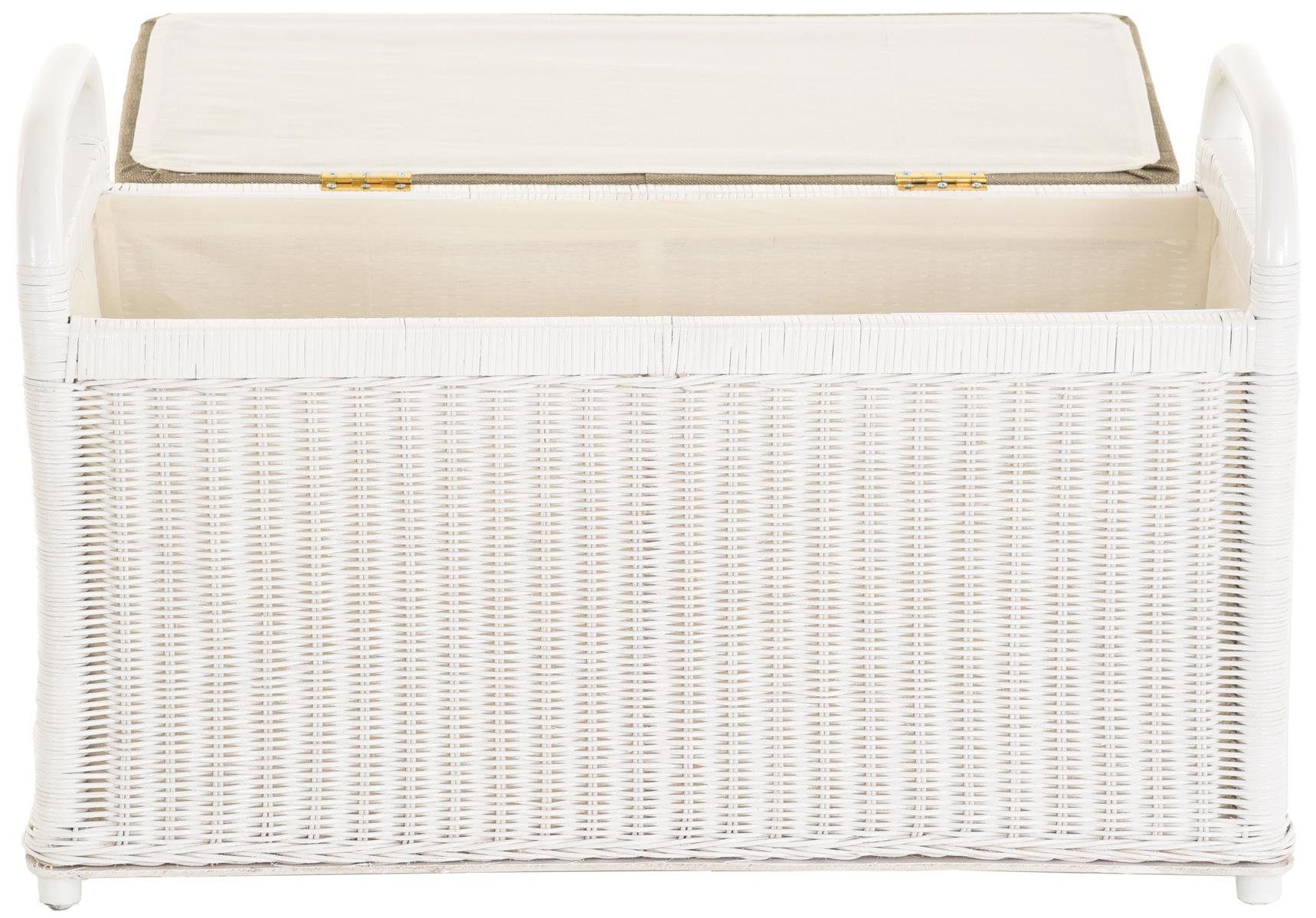 Krines Home Sitzbank Rattan Bank Sitzbank Sitzhocker mit Stauraum gepolstert Wäschetruhe 80, gepolsterter Deckel – Bild 4 von 5