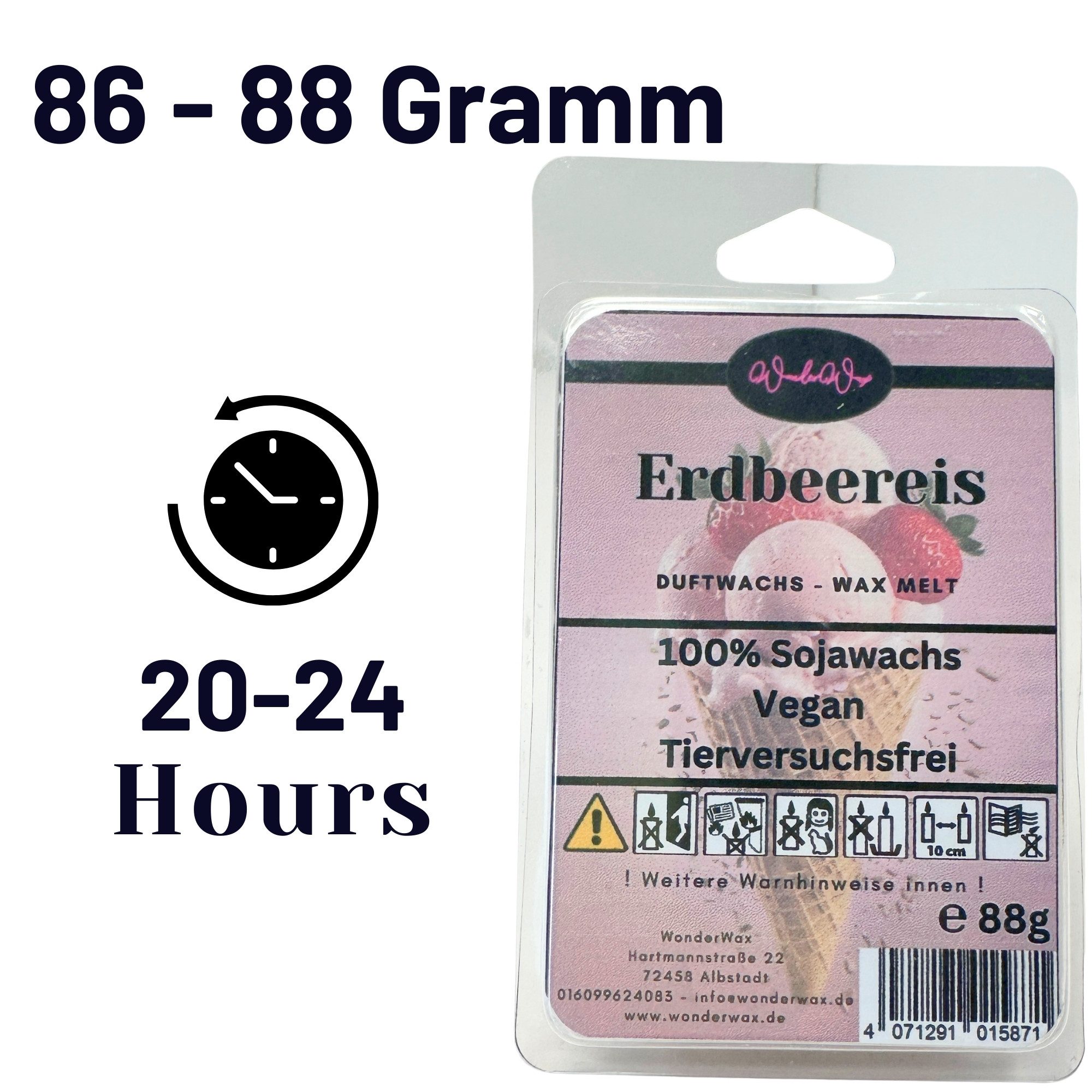 WonderWax Duftwachs WonderWax® Duftriegel 6 x Duftwachs Kreise Weiß, 100% Sojawachs (Erdbeereis), Duftrichtung: Erdbeereis