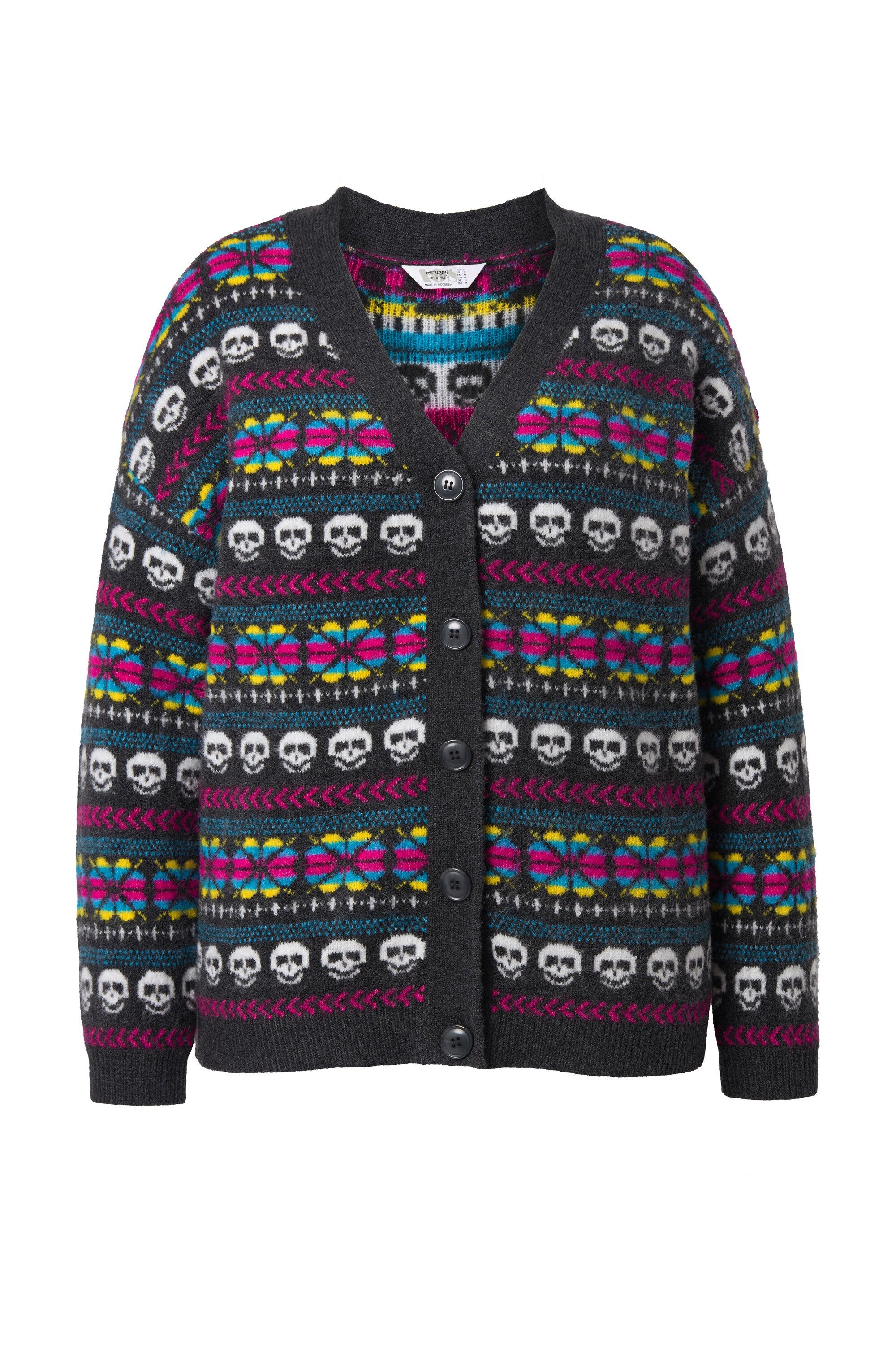 Angel of Style Strickjacke Strickjacke oversized Totenköpfe Ballon-Langarm günstig online kaufen
