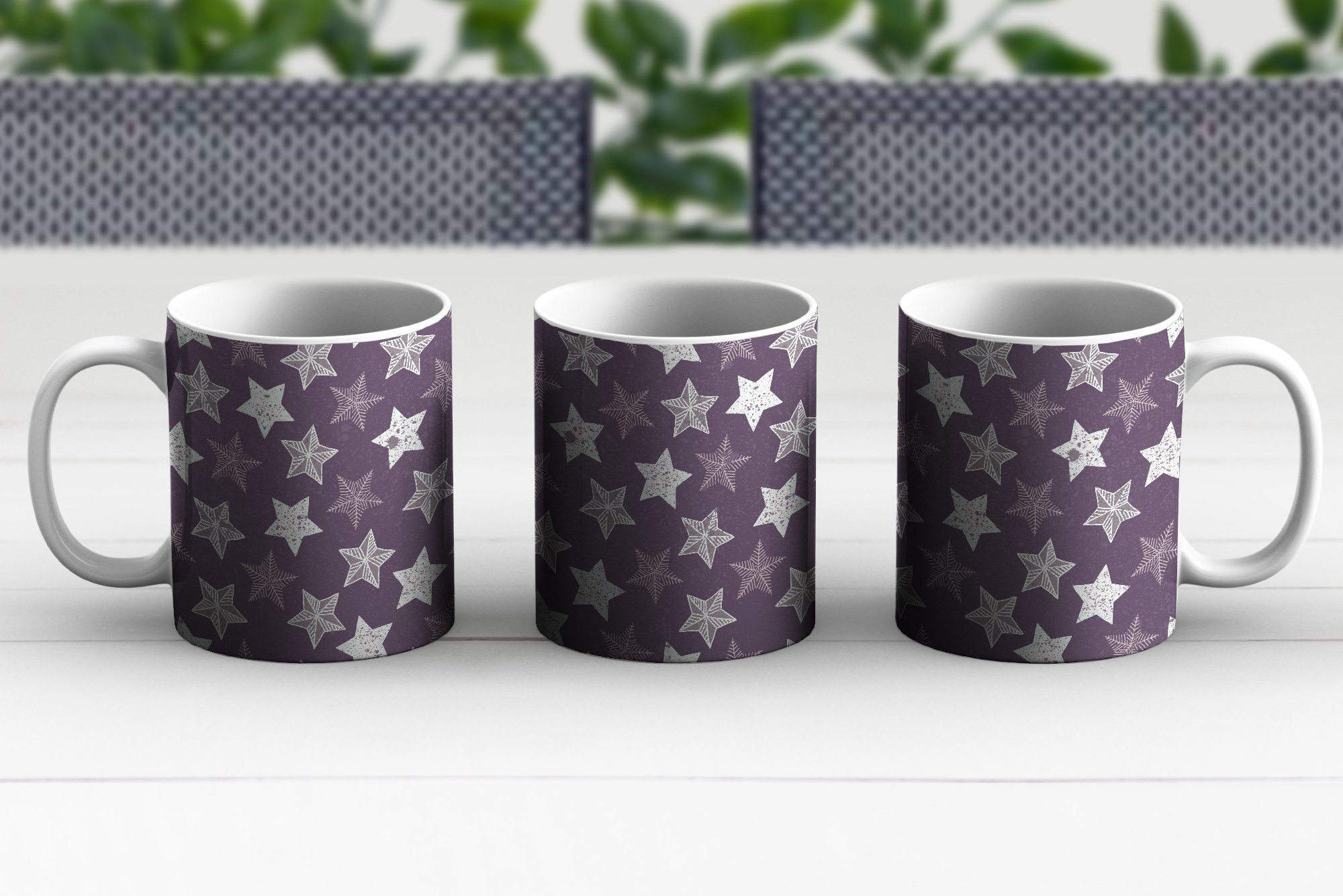 Sterne, MuchoWow Keramik, Geschenk Tasse Teetasse, Muster Kaffeetassen, - - Weihnachten Becher, Teetasse,