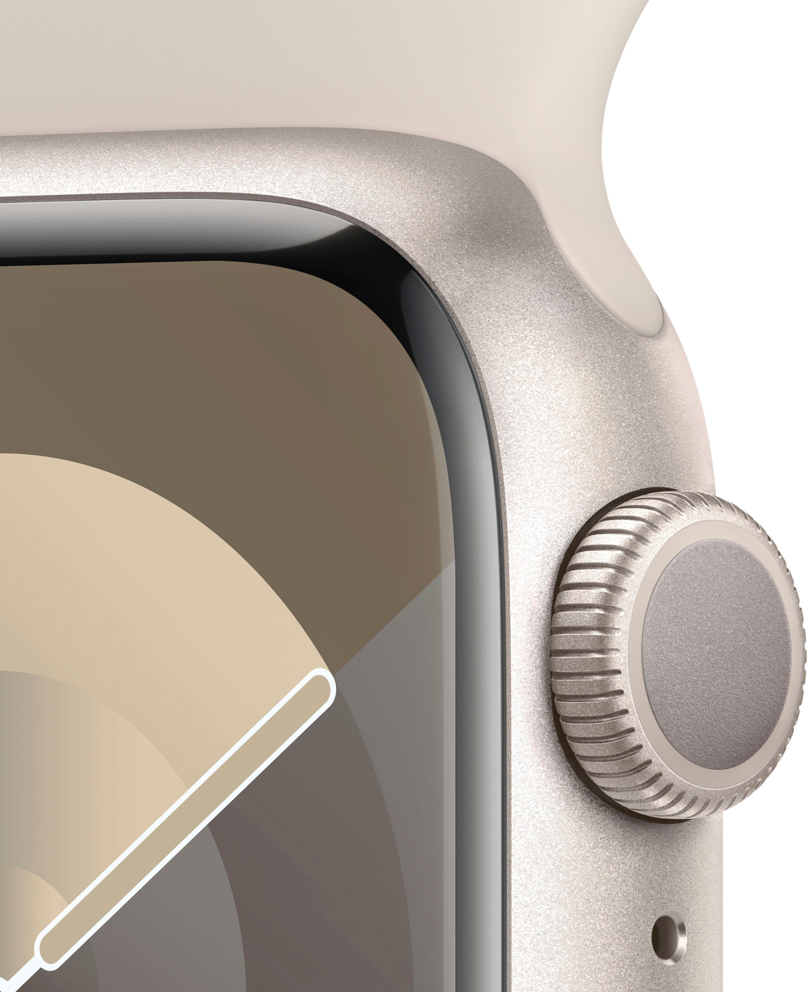 Apple Watch Series 9 GPS OS Sport | Polarstern 41mm Band 10), (4,1 cm/1,69 M/L Smartwatch Watch Zoll, Aluminium Polarstern