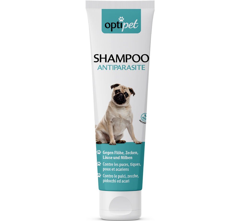 OptiPet Tiershampoo Floh Shampoo Hunde Shampoo Parasitenabwehr, 250 ml, Sofort Abweisende Wirkung gegen Parasiten in allen Entwicklungsstadien