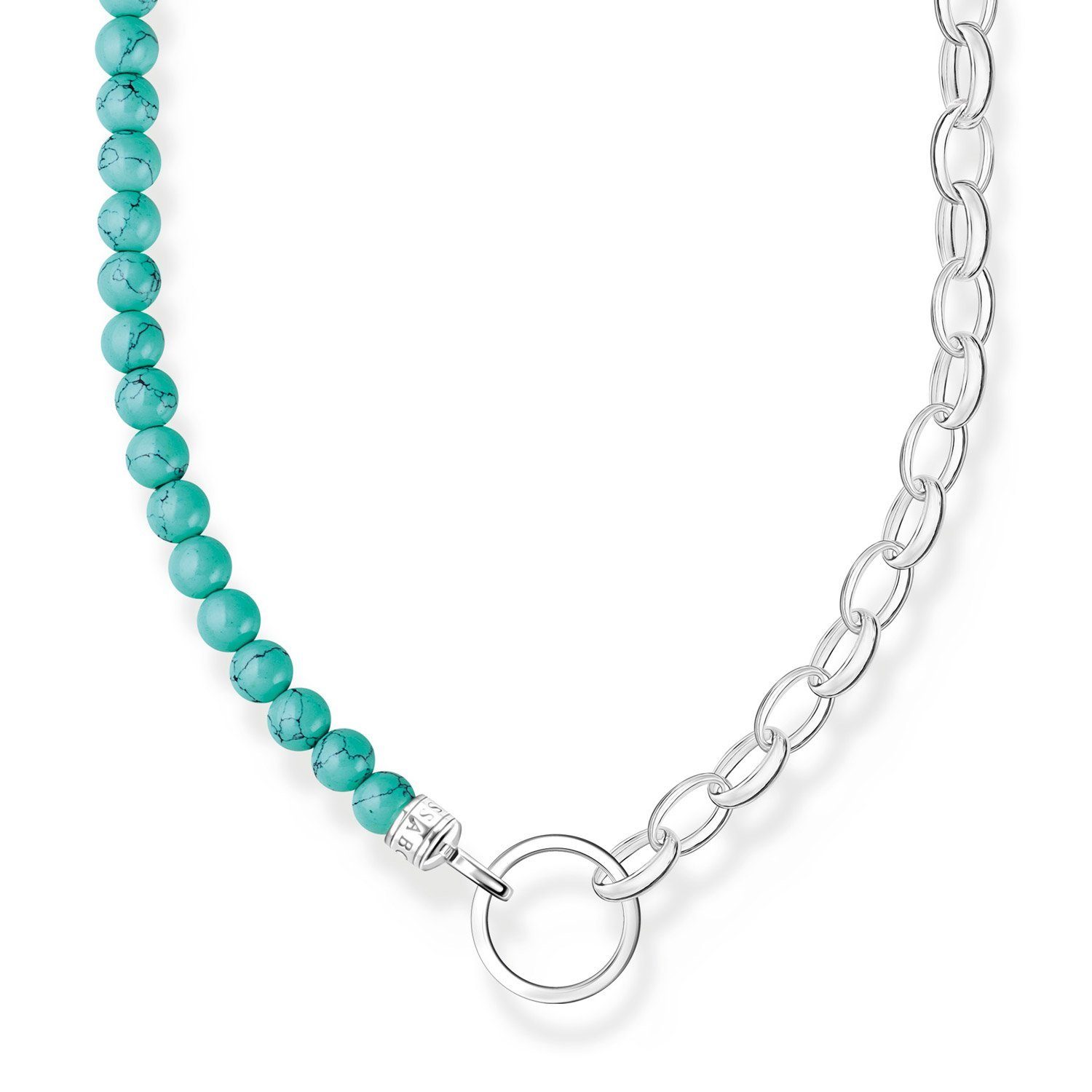 Perle Thomas Sabo - Modèle Crushed Blanc Avec Facette Bleu Ciel, En Argent 925, Occasion