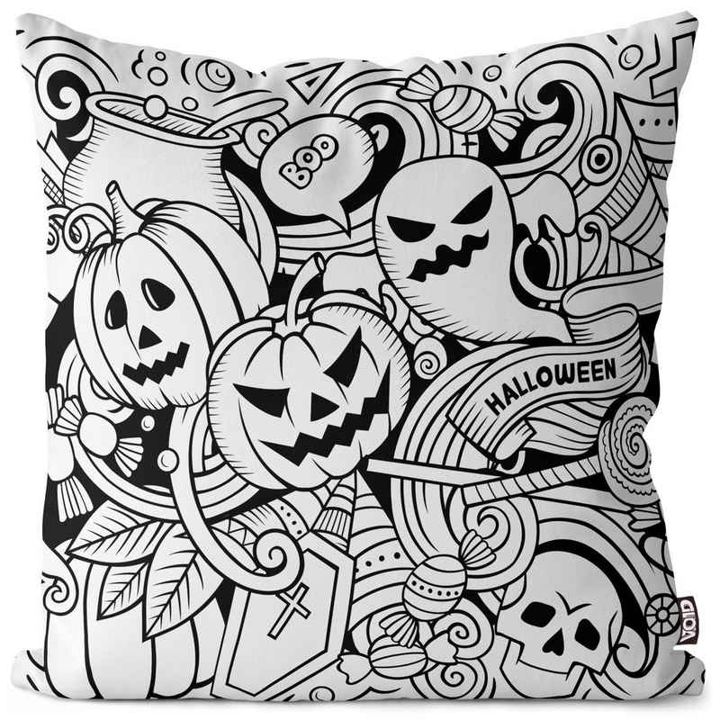 Kissenbezug, VOID (1 Stück), Sofa-Kissen Kürbis Halloween Süß Sauer Geist Grusel Kostüm Kinder Deko Dekoration Party Zeichnung Hexe Monster Feier Kinderzimmer