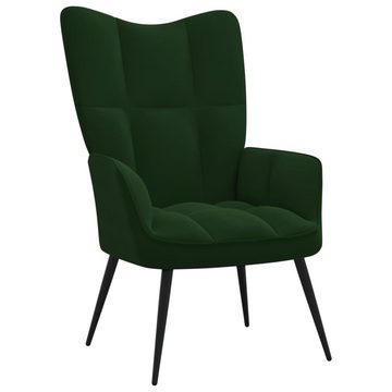 furnicato Sessel Relaxsessel mit Hocker Dunkelgrün Samt
