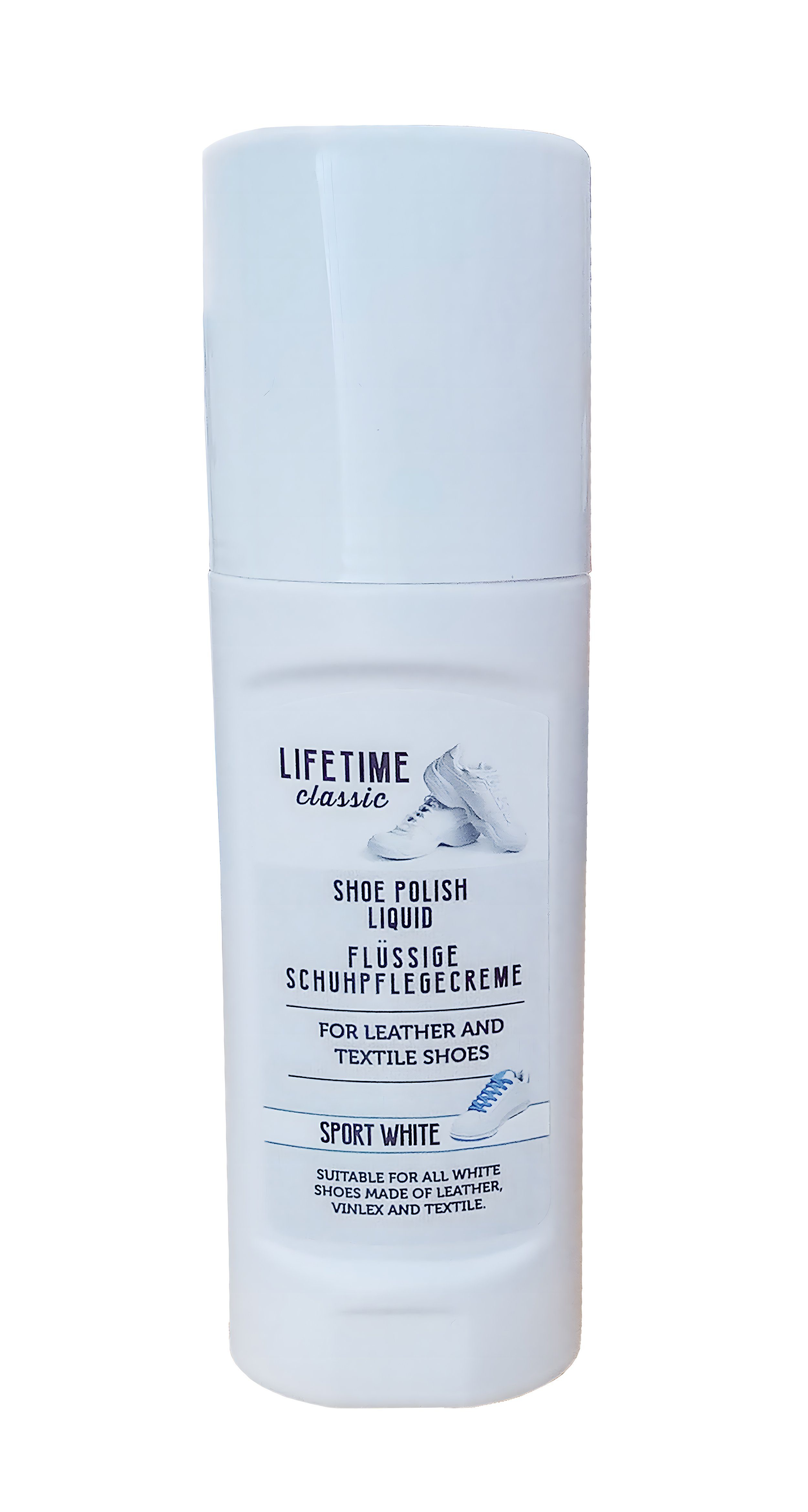 Lifetime SCHUHPFLEGECREME 75ml Weiss mit Schwamm flüssig Schuhpflege 17 Schuhcreme, Schuhcreme Schuhputz Schuhpolitur Schuh Politur Creme