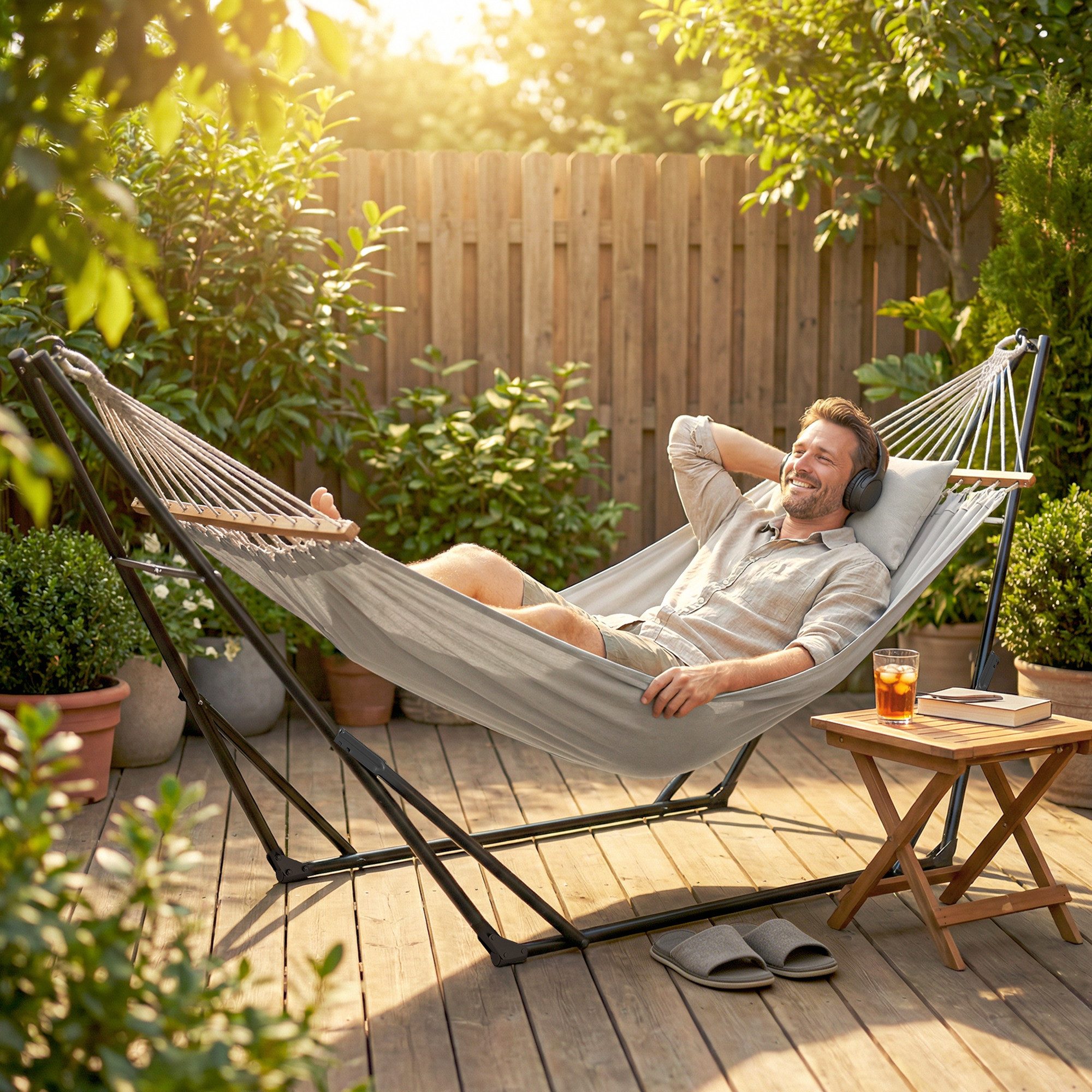 Outsunny Hängemattengestell mit Tragetasche, (verstellbar klappbar Hängemattenständer, 1-St., tragbar Hängematte Gestell), Stahl 290 x 78 x 100 cm bis 120 kg Schwarz