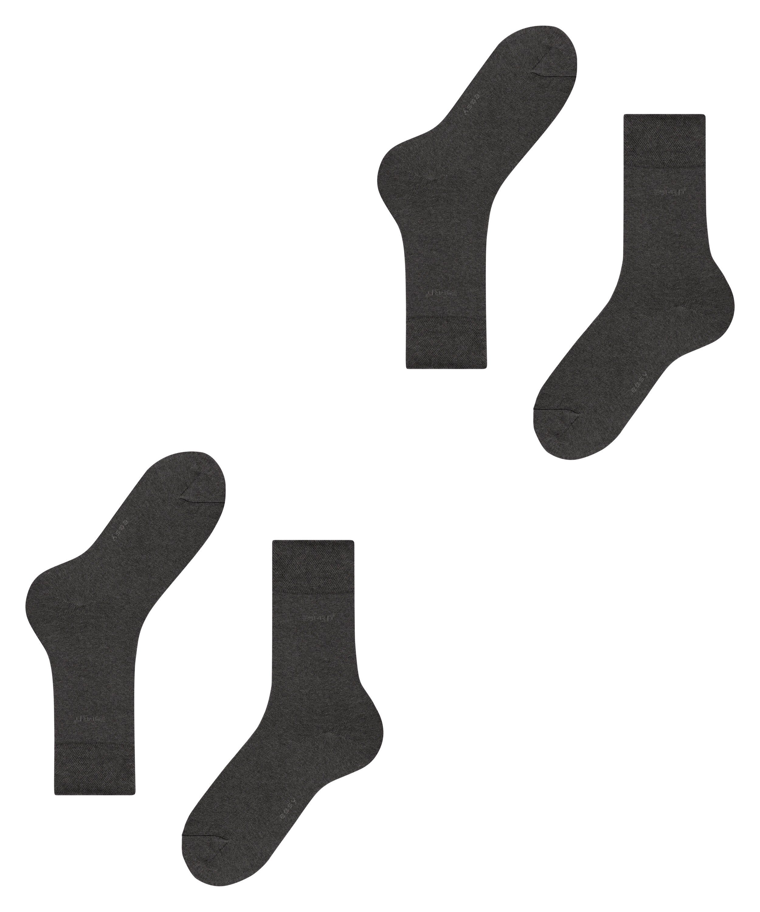 Esprit Socken Basic Easy 2-Pack Socken (2-Paar) mit druckfreiem Komfortbund