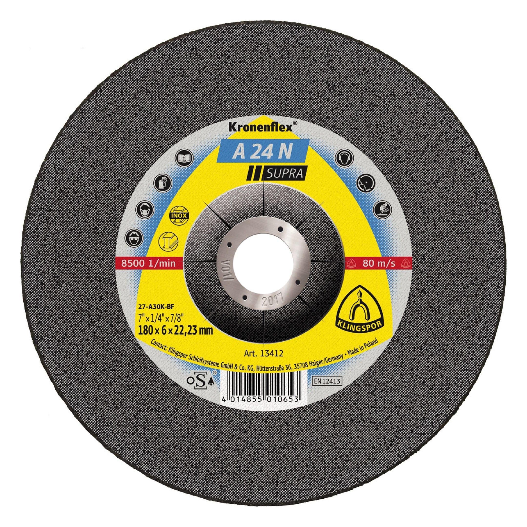 Klingspor Schruppscheibe, Ø 230 mm, A24N Supra 230 x 6 mm gekröpft