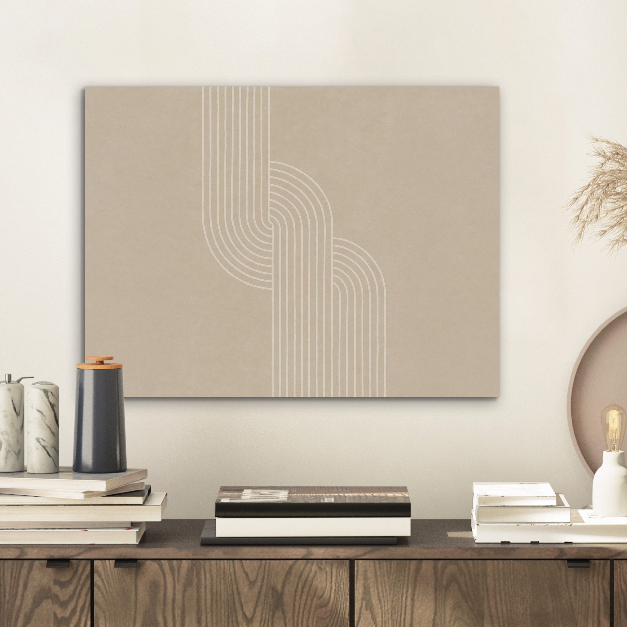 MuchoWow Gemälde Parallele Linien - Leichte Textur - Beige, Fotodruck (1 St günstig online kaufen