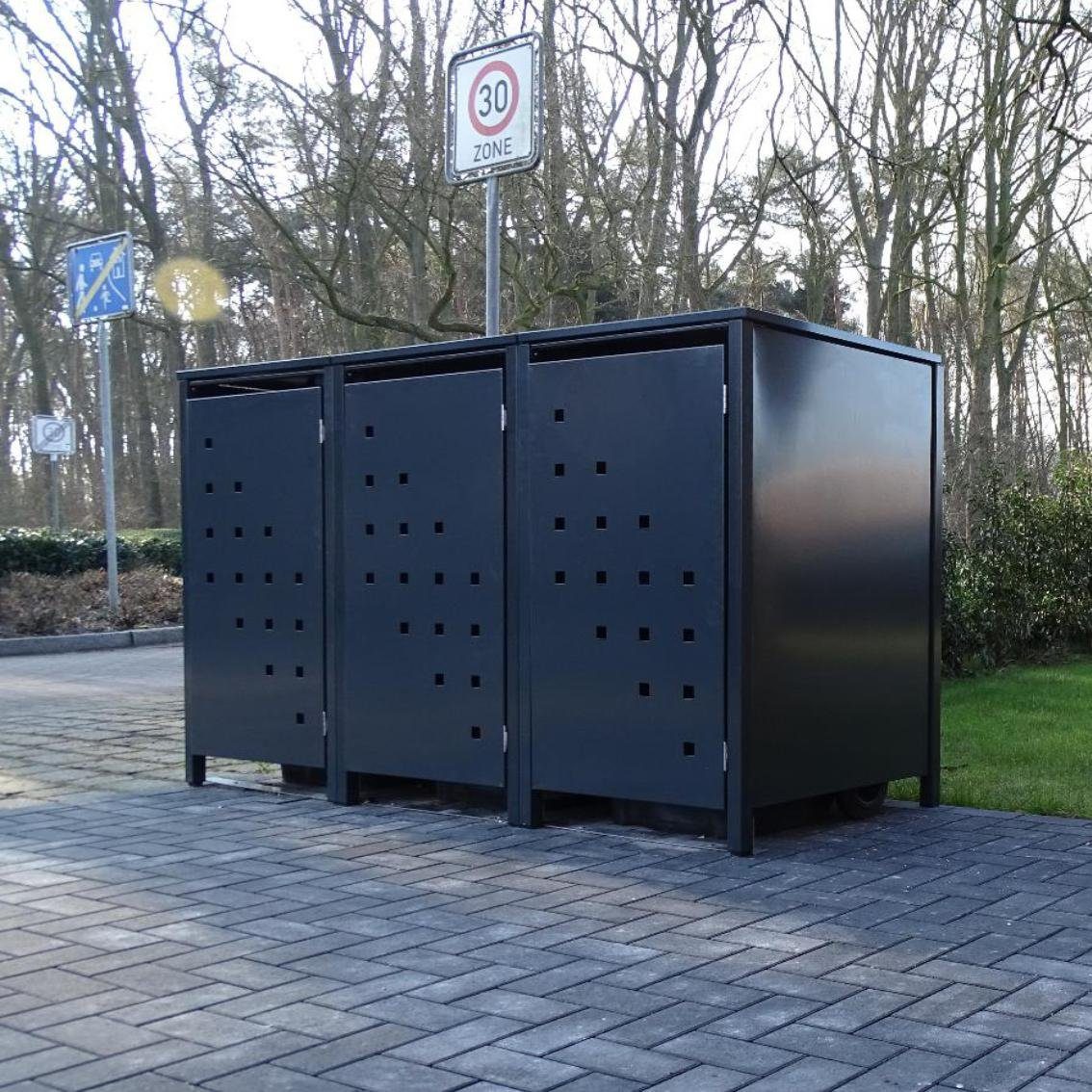 Mülltonnenbox 3 Mülltonnenboxen Modell No.3 Anthrazit komplett RAL7016 für 240 Liter