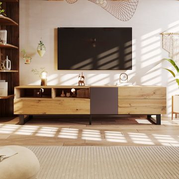 REDOM TV-Schrank mit Holzmaserung 180cm Moderner Colorblocking 180 x 50 x 38 cm, (B x H x T)