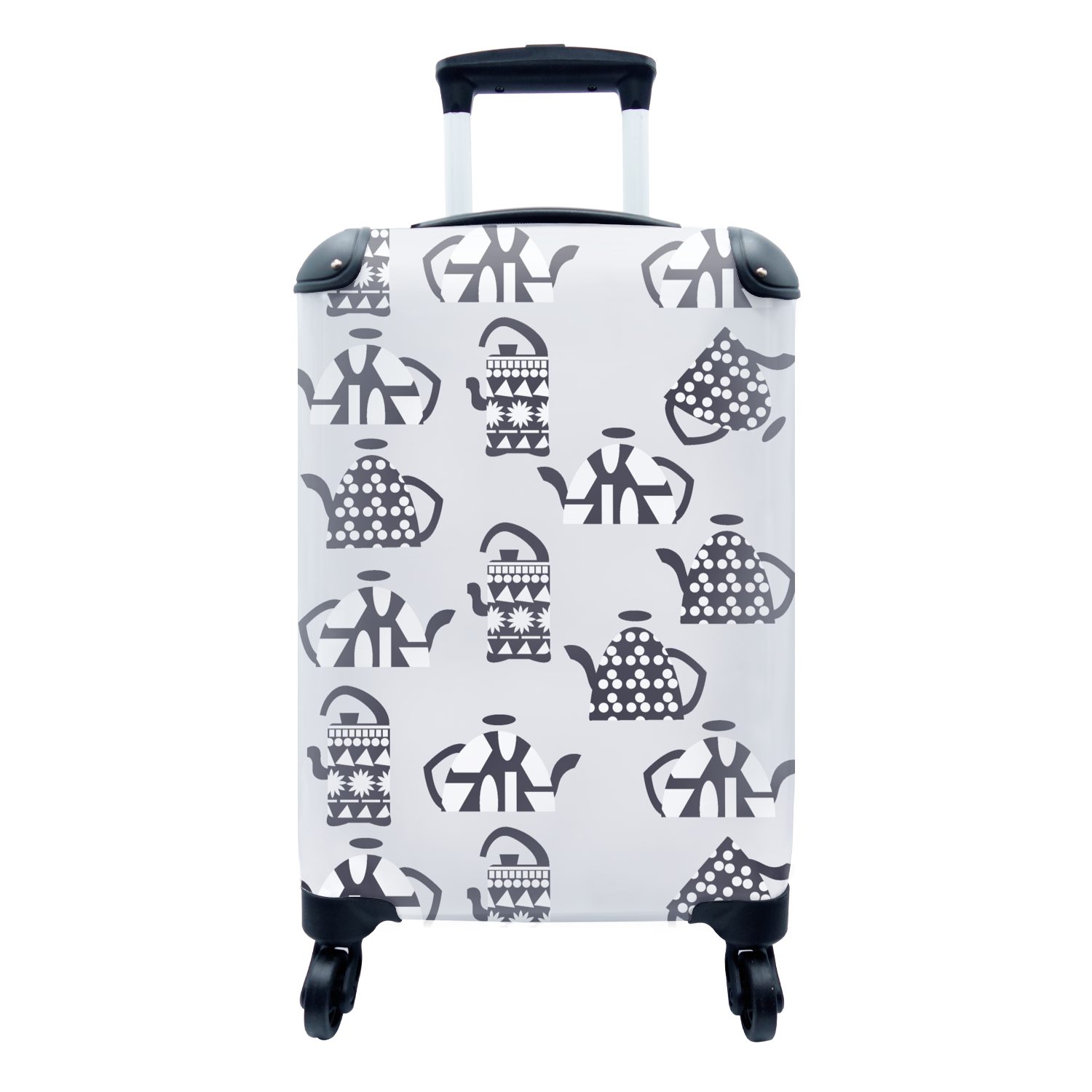 [Sonderverkauf] MuchoWow Handgepäckkoffer Teekanne - Muster mit Trolley, für Reisekoffer Tee, Ferien, Reisetasche - Handgepäck 4 rollen, Rollen