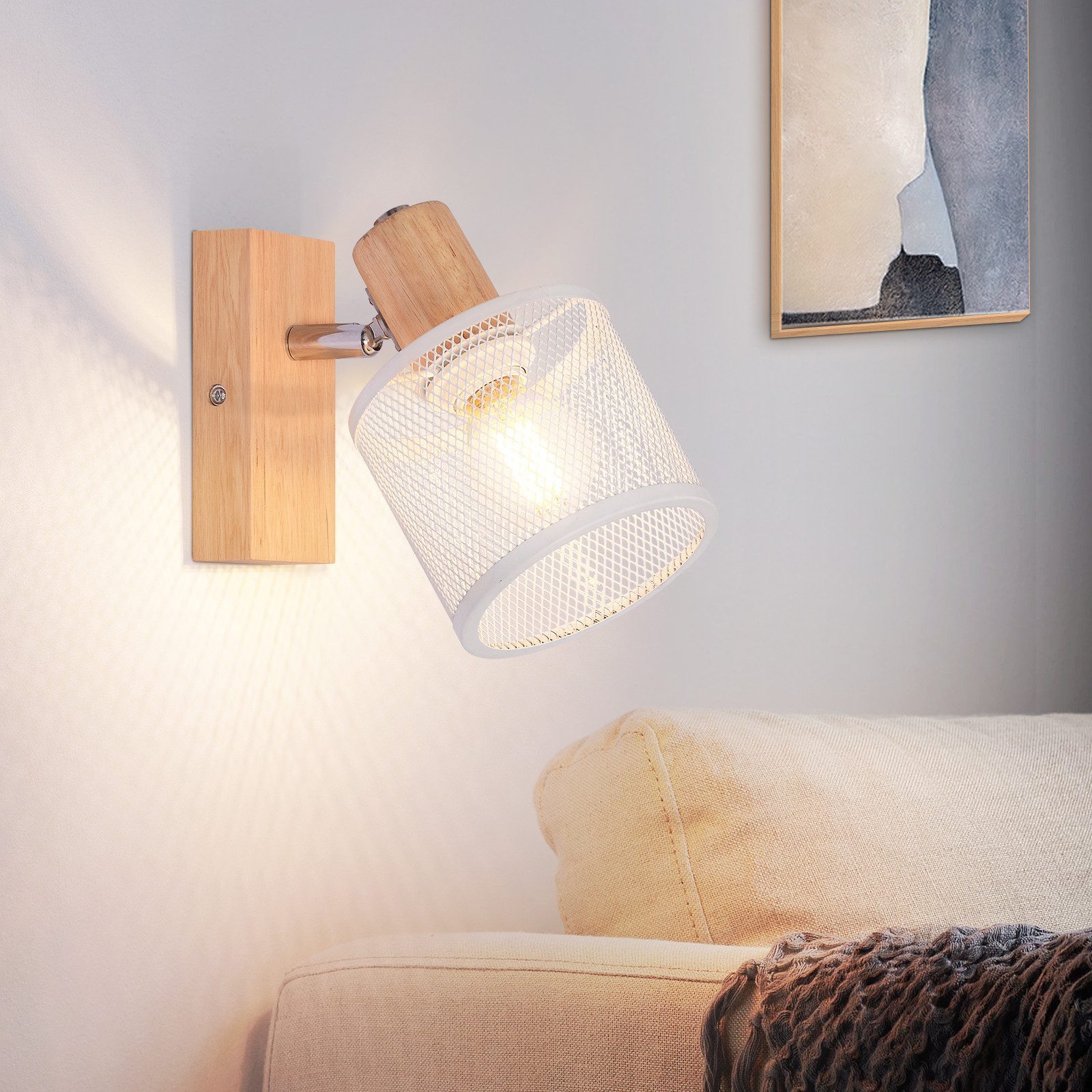 ZMH Deckenstrahler 1 Flammig Deckenleuchte Schwenkbar 350° für Wohnzimmer Holzoptik, Elegante Schlichtheit, ohne Leuchtmittel, Hochwertige Material Wohnzimmerlampe Modern Max.25w