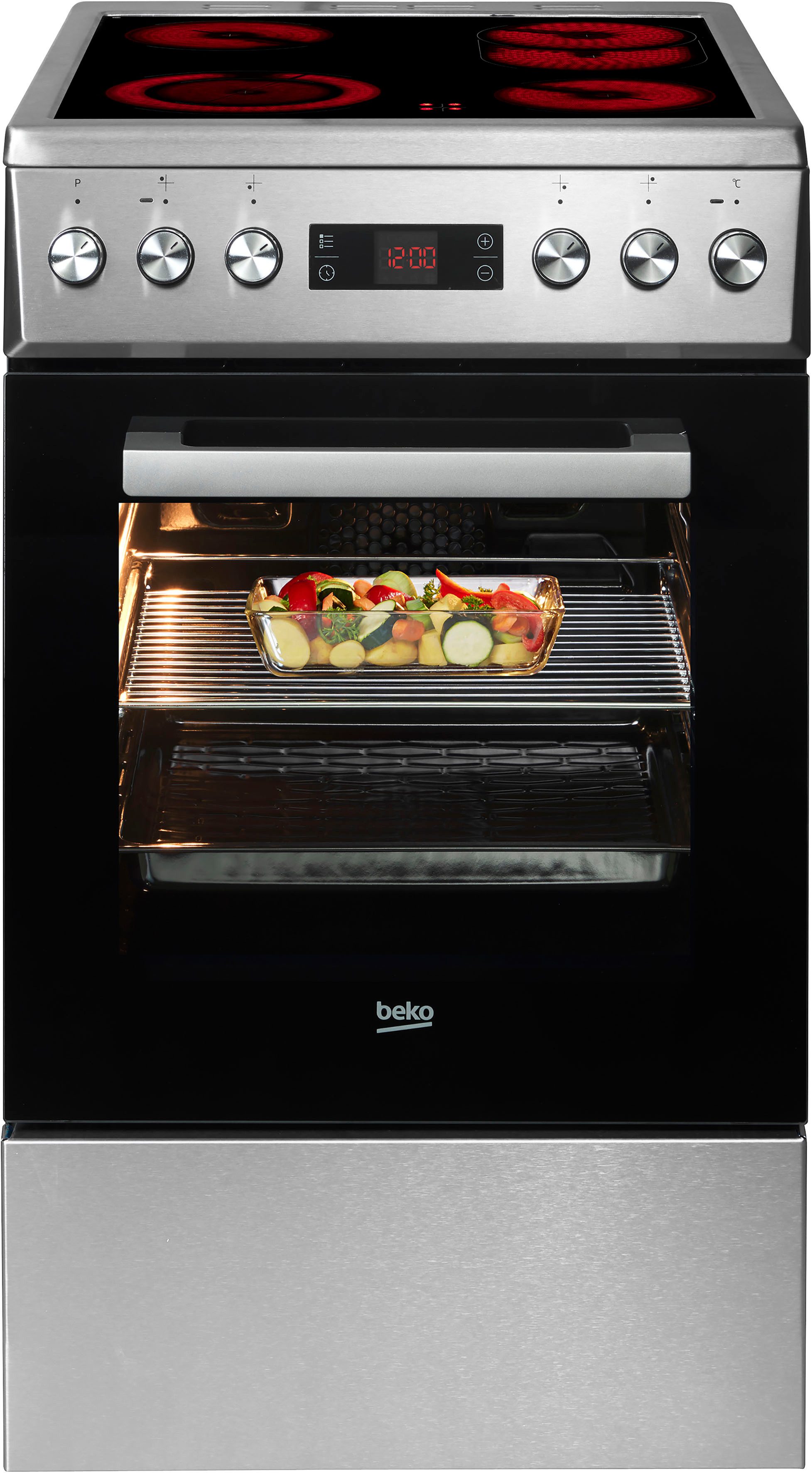BEKO Elektro-Herd-Set FSM57320DXT, Steam Clean, SteamShine® – Die Dampfreinigung des Backofens