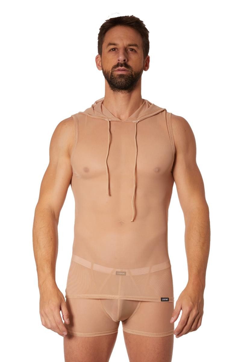 LOOK ME Netzshirt Transparentes Männer V-Shirt aus Tüll Material Herren Kapuzen Shirt el