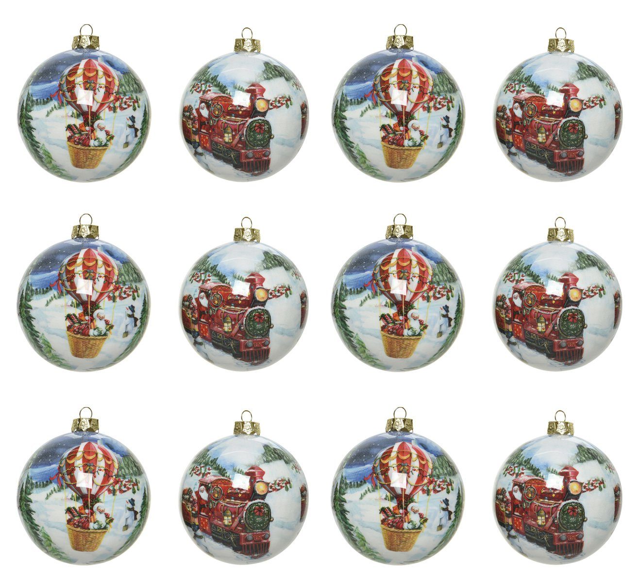 Decoris season decorations Christbaumschmuck, Weihnachtskugeln Kunststoff 8cm Weihnachtliche Motive 12er Set - Bunt