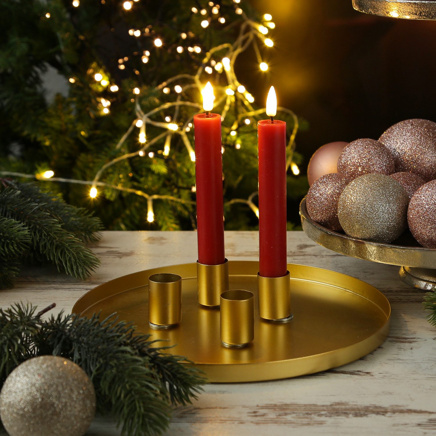 MARELIDA Kerzentablett Stabkerzenhalter magnetisch Kerzenständer D: 25cm Kerzentablett Advent