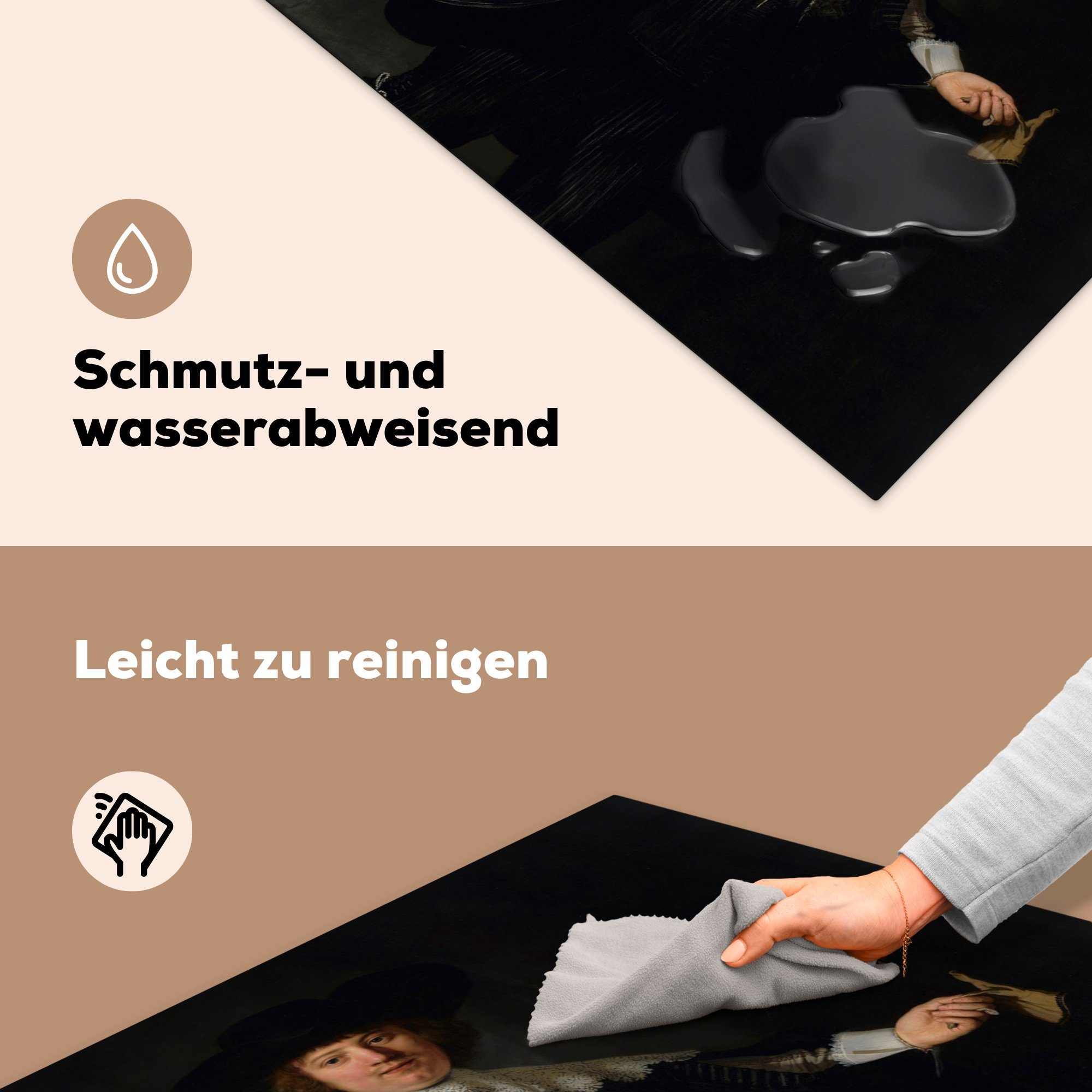 - MuchoWow Hochzeitsbildnis 78x78 für Marten Rijn, cm, Das Herdblende-/Abdeckplatte van Soolmans Ceranfeldabdeckung, Arbeitsplatte von Vinyl, tlg), (1 Rembrandt küche