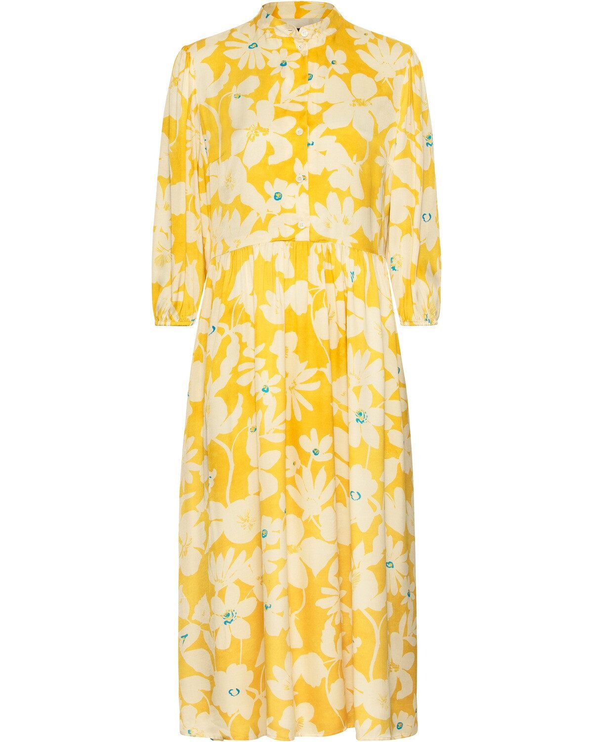 Midikleid Blumen-Kleid mit Stehkragen