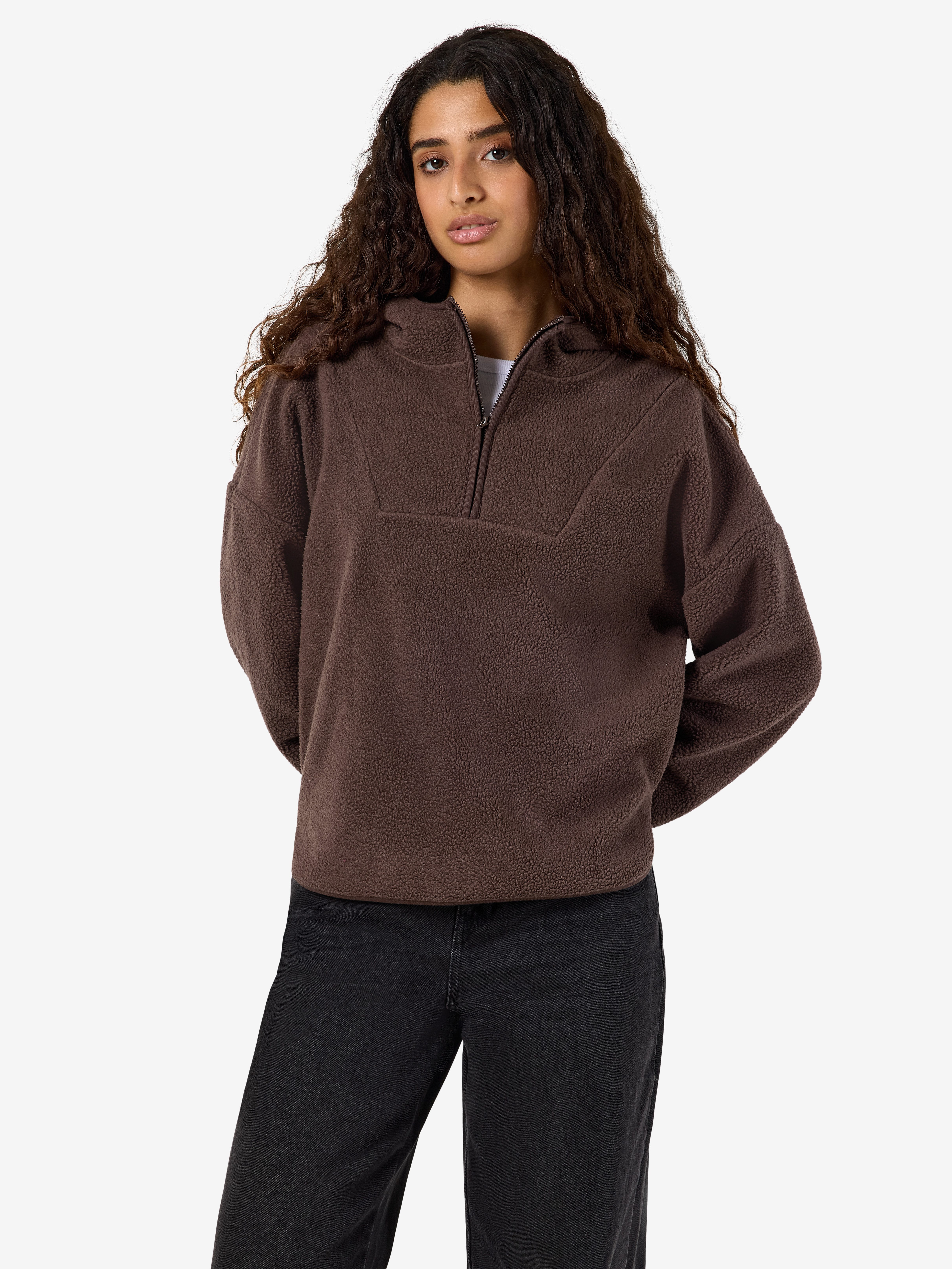 Noisy may Fleecepullover NMCOZY L/S HALFWAY ZIP SWEATER JRS NOOS Polyester, relaxed fit
