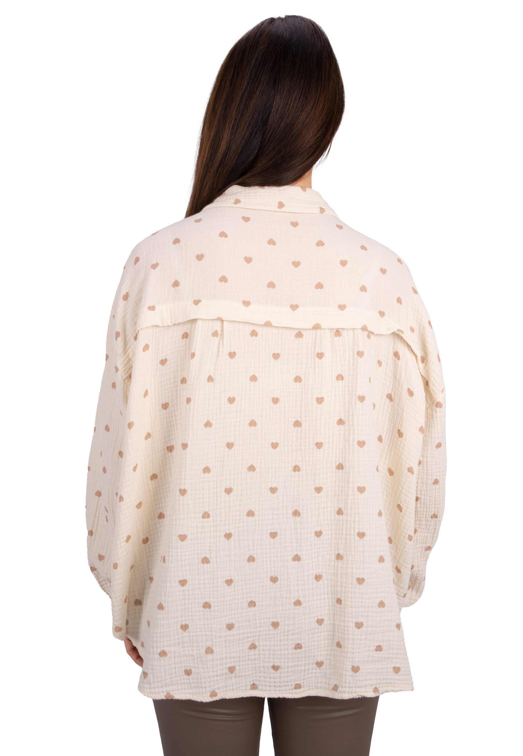 Seasons of April Hemdbluse LIYA MUSSELIN HERZ OVERSIZED Damen Musselin Blus günstig online kaufen