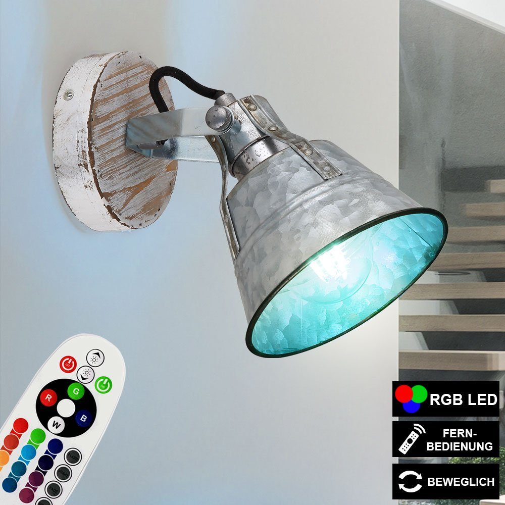 etc-shop LED Wandleuchte, Leuchtmittel Wand Farbwechsel, Strahler FERNBEDIENUNG DIMMBAR inklusive, Warmweiß, Lampe Spot Vintage